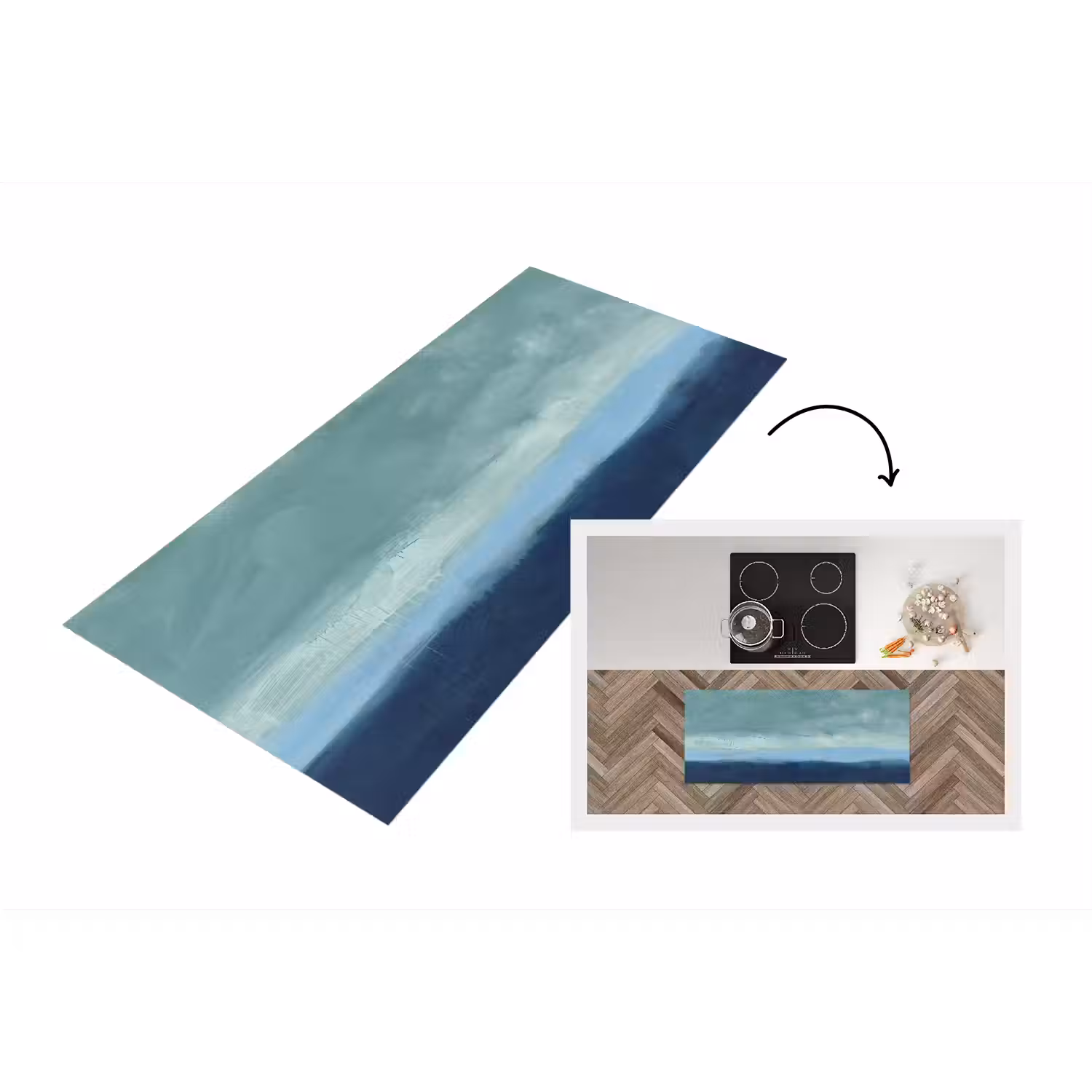 Abstract - Lagen - Rust - Modern - Blauw Keukenloper - keukenmat middel -3d