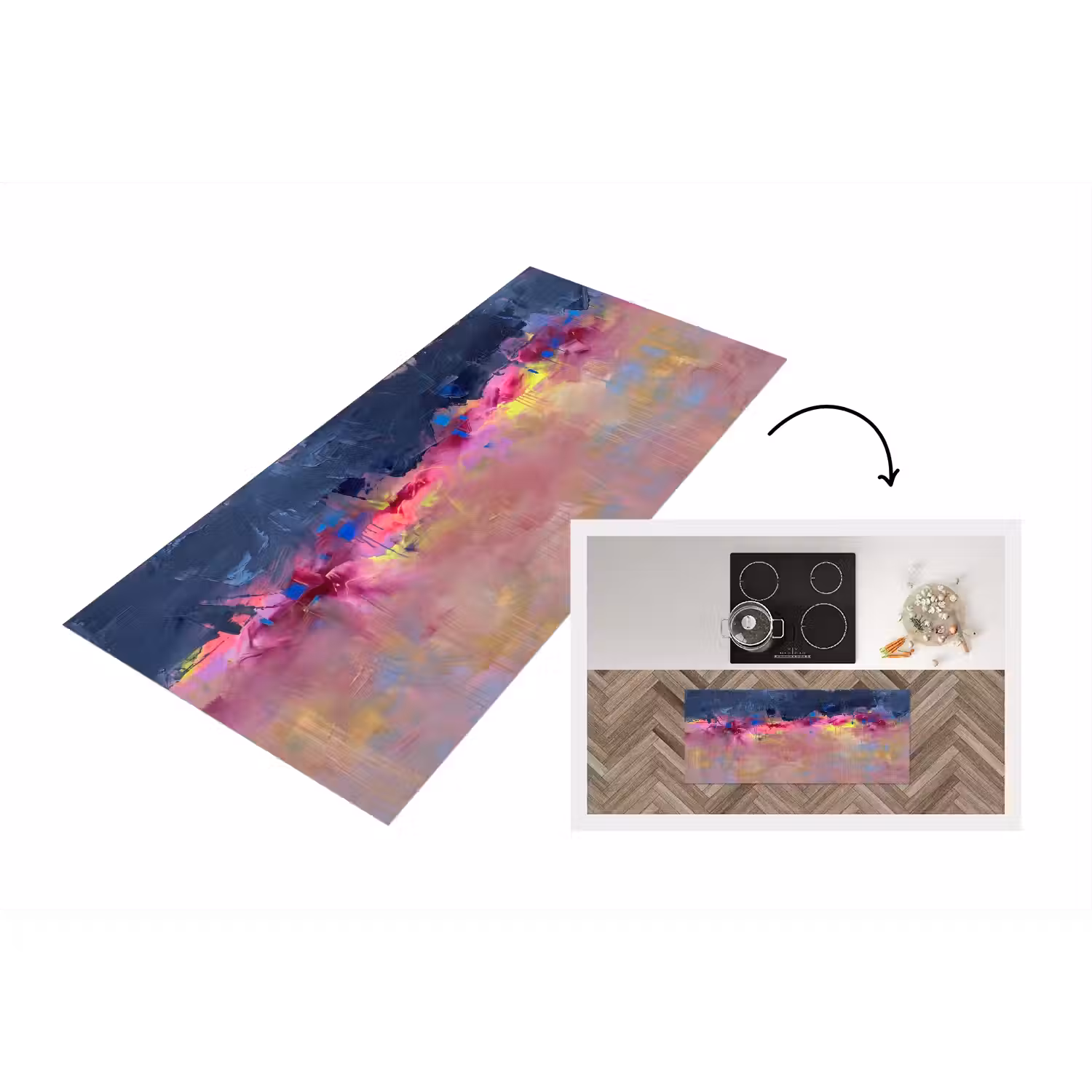 Abstract - Textuur - Kleuren - Modern - Roze Keukenloper - keukenmat middel -3d