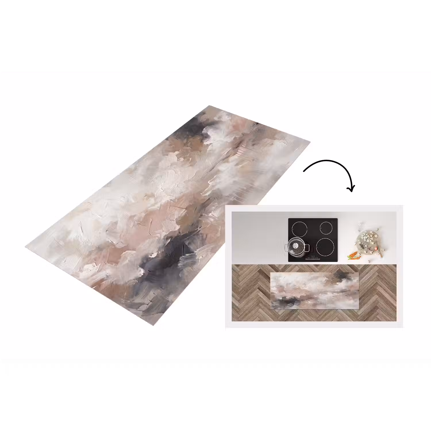 Abstract - Textuur - Kunst - Modern - Beige Keukenloper - keukenmat middel -3d