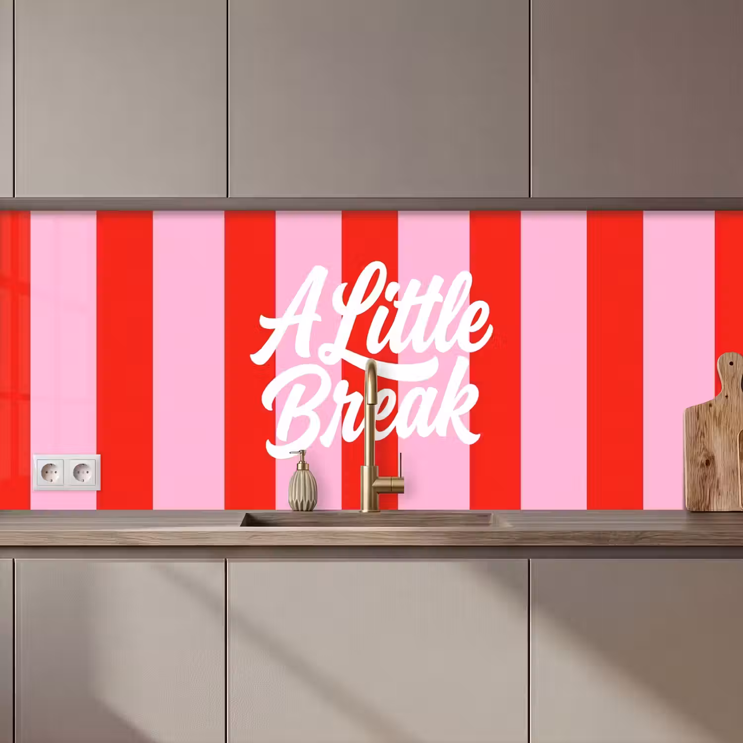 A Little Break - Strepen - Rood - Roze keuken achterwand 2 middel zz_3dshopping
