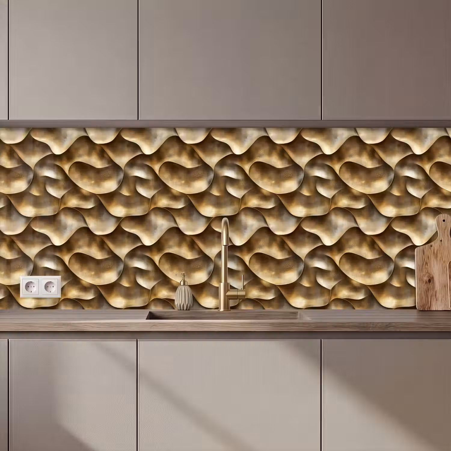 Abstract - Antiek - Goud keuken achterwand 2 middel 871 zz_3dshopping