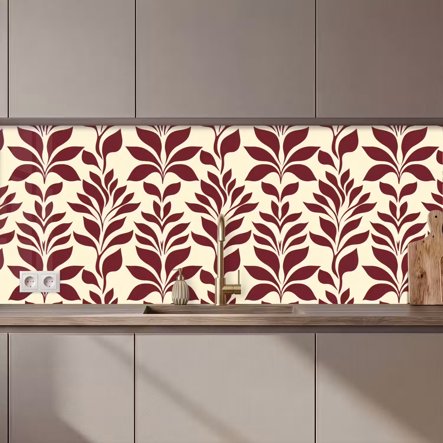 Abstract - Bladeren - Burgundy keuken achterwand 2 middel 871 zz_3dshopping