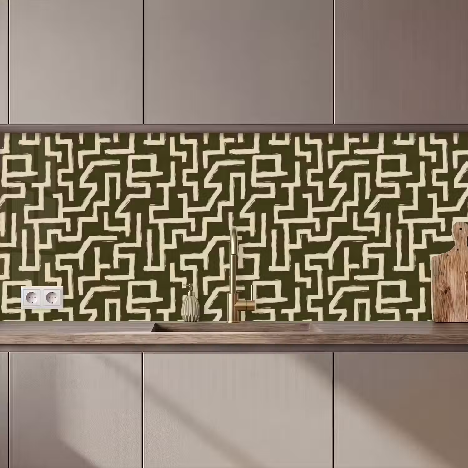 Abstract - Lijnen - Groen keuken achterwand 2 middel 871 zz_3dshopping