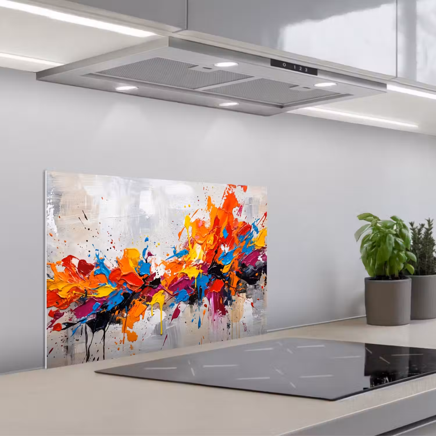 Abstract - Schilderij - Kleurrijk - Dynamisch keuken achterwand spatscherm klein -3d_schuin