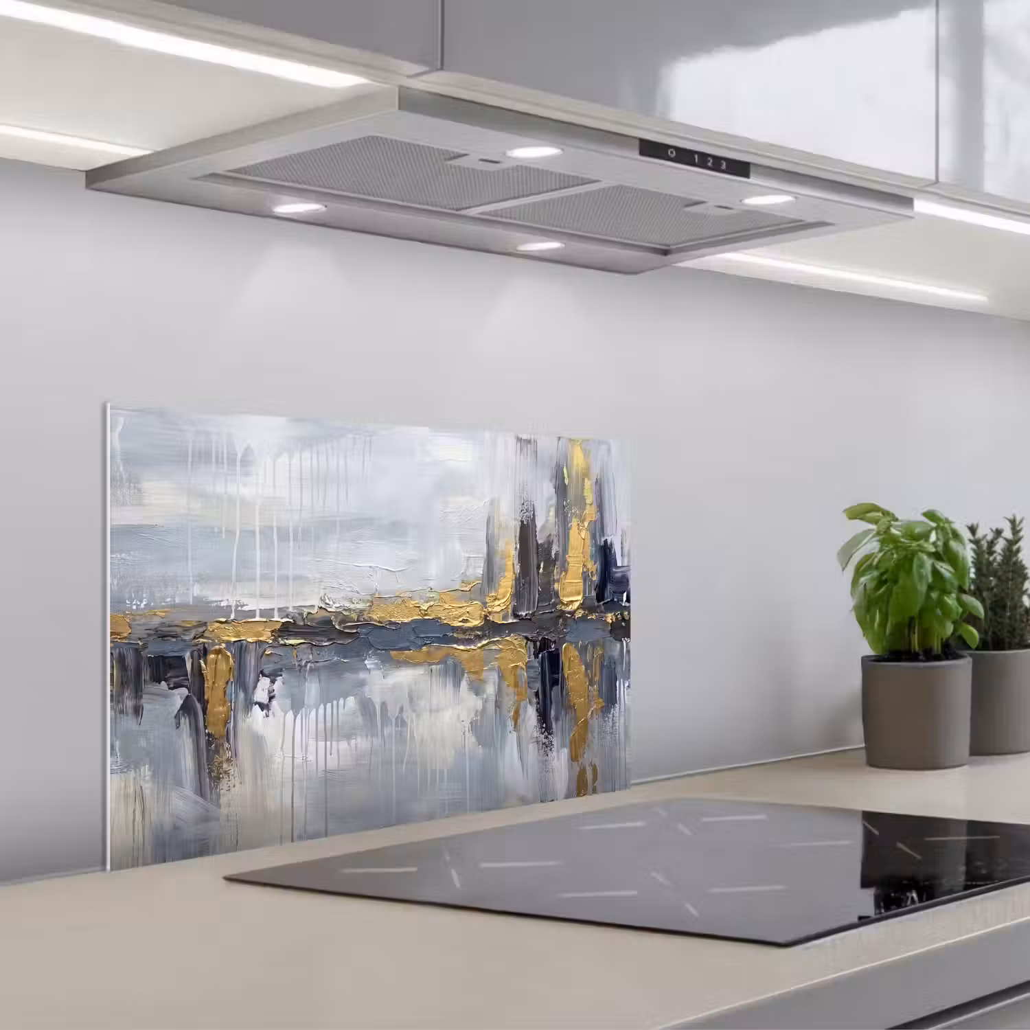 Abstract - Structuur - Goud - Grijs - Modern keuken achterwand spatscherm klein -3d_schuin