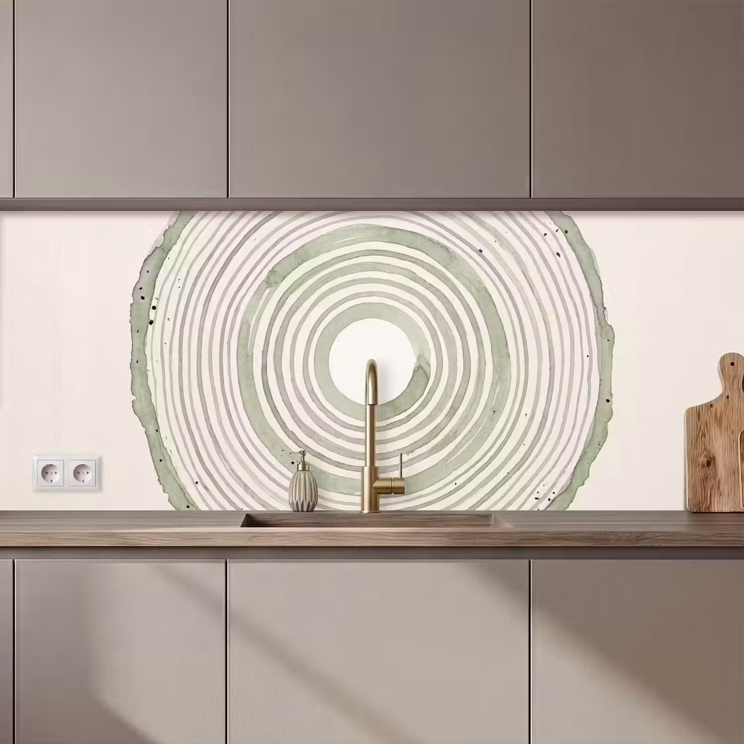 Abstractie - Cirkels - Waterverf - Groen - Modern keuken achterwand 2 middel zz_3dshopping