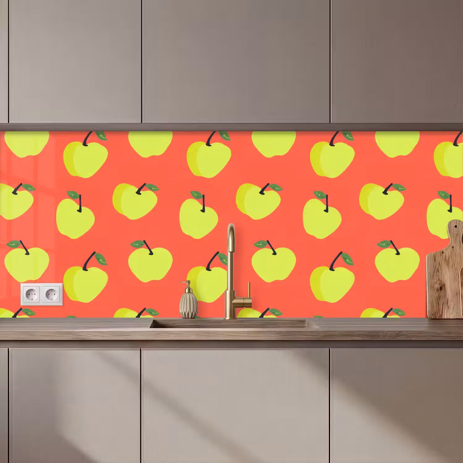 Appels - Modern - Groen keuken achterwand 2 middel 871 zz_3dshopping