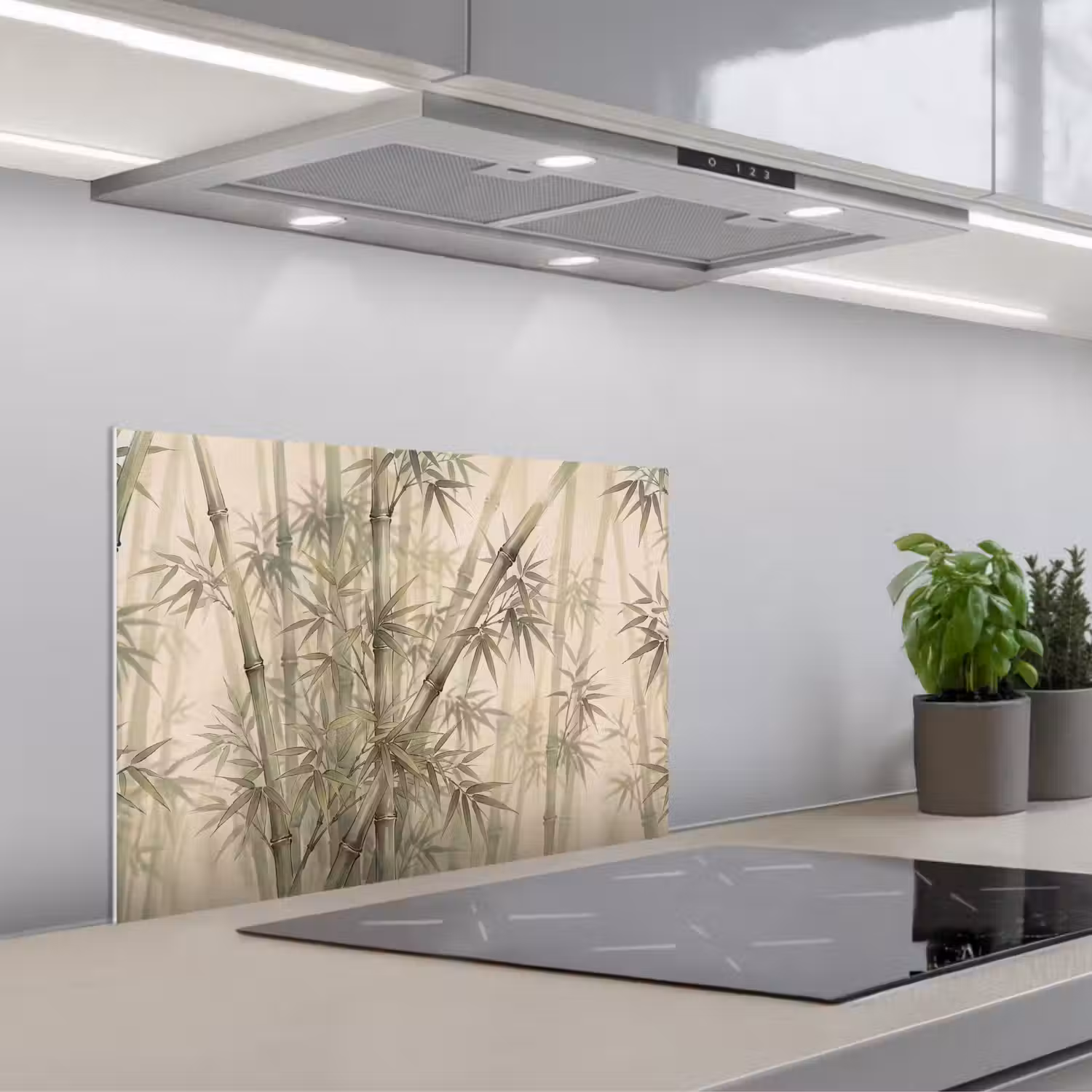 Bamboe - Bladeren - Aziatisch - Groen - Natuur keuken achterwand spatscherm klein -3d_schuin