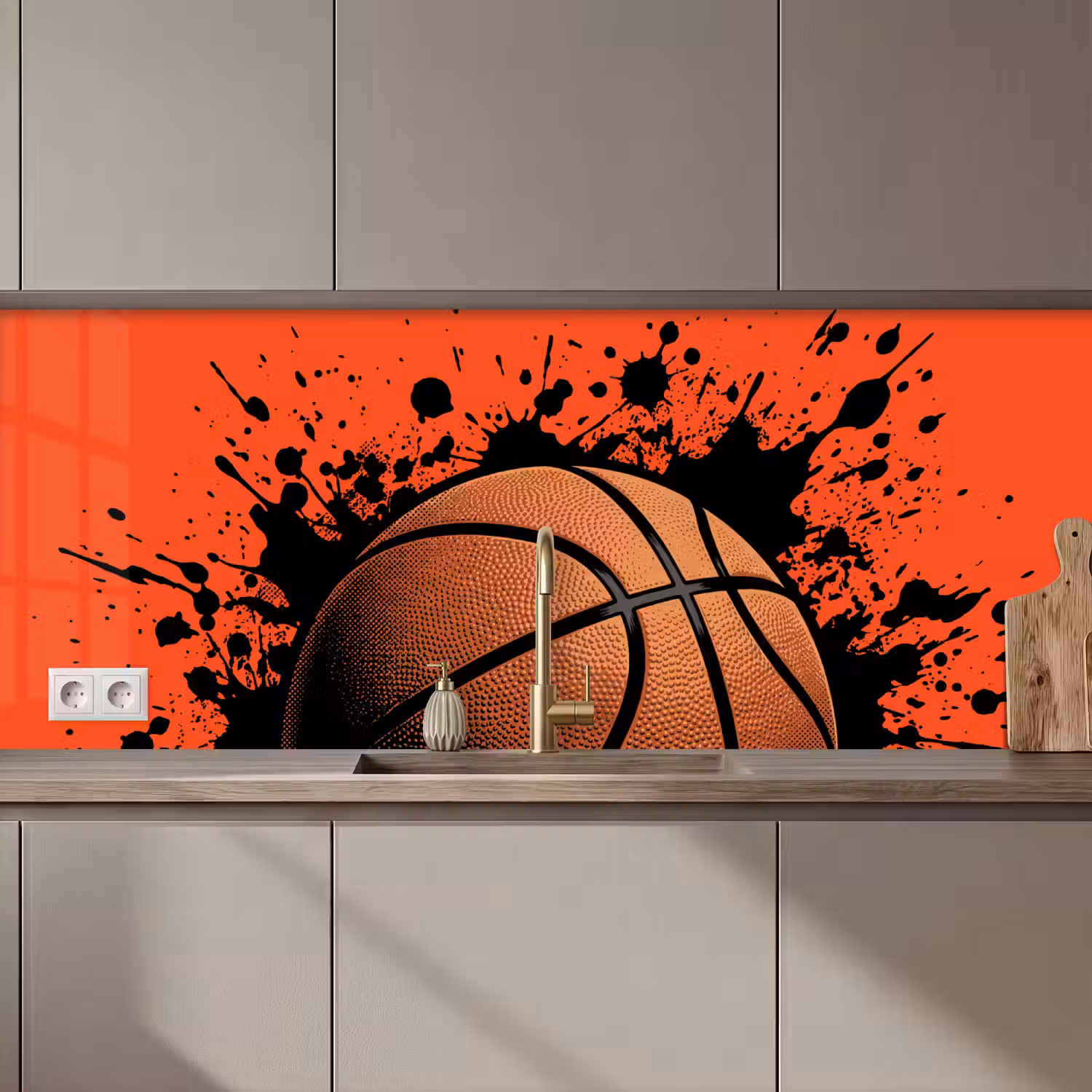 Basketbal - Verf - Sport - Oranje keuken achterwand 2 middel zz_3dshopping
