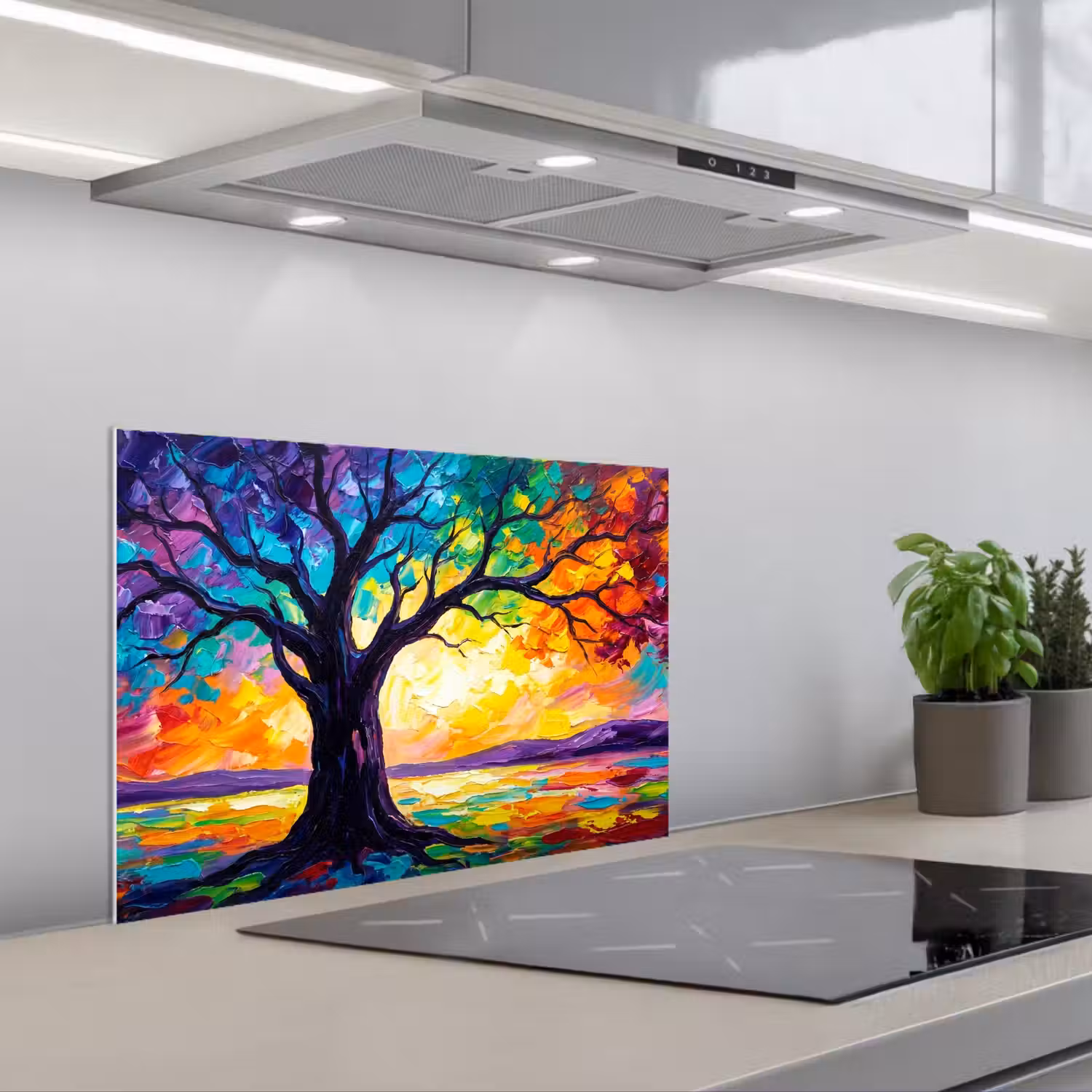 Boom - Landschap - Natuur - Abstract - Kleurrijk keuken achterwand spatscherm klein -3d_schuin