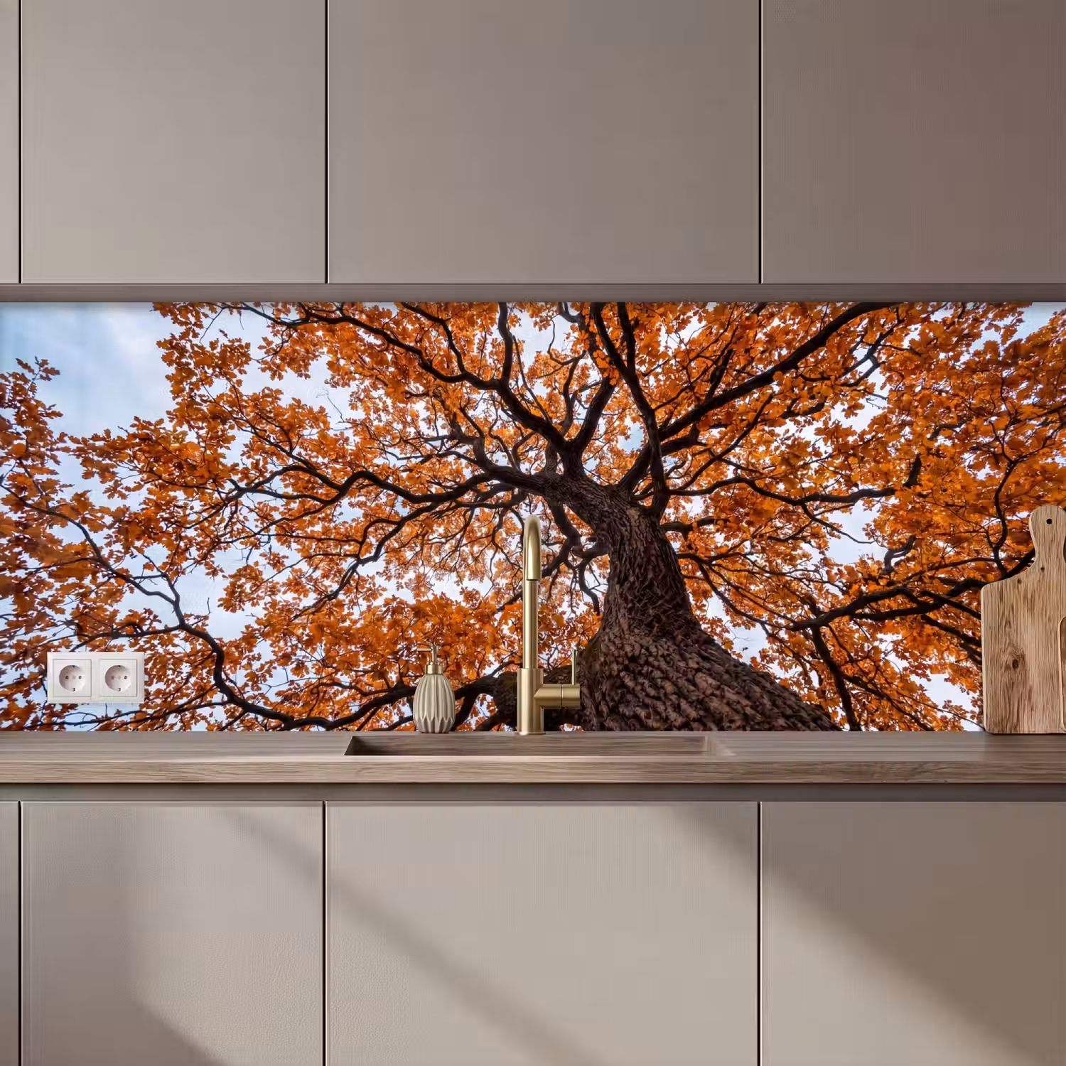 Boom - Bladerdak - Herfst - Oranje - Sfeervol keuken achterwand 2 middel zz_3dshopping