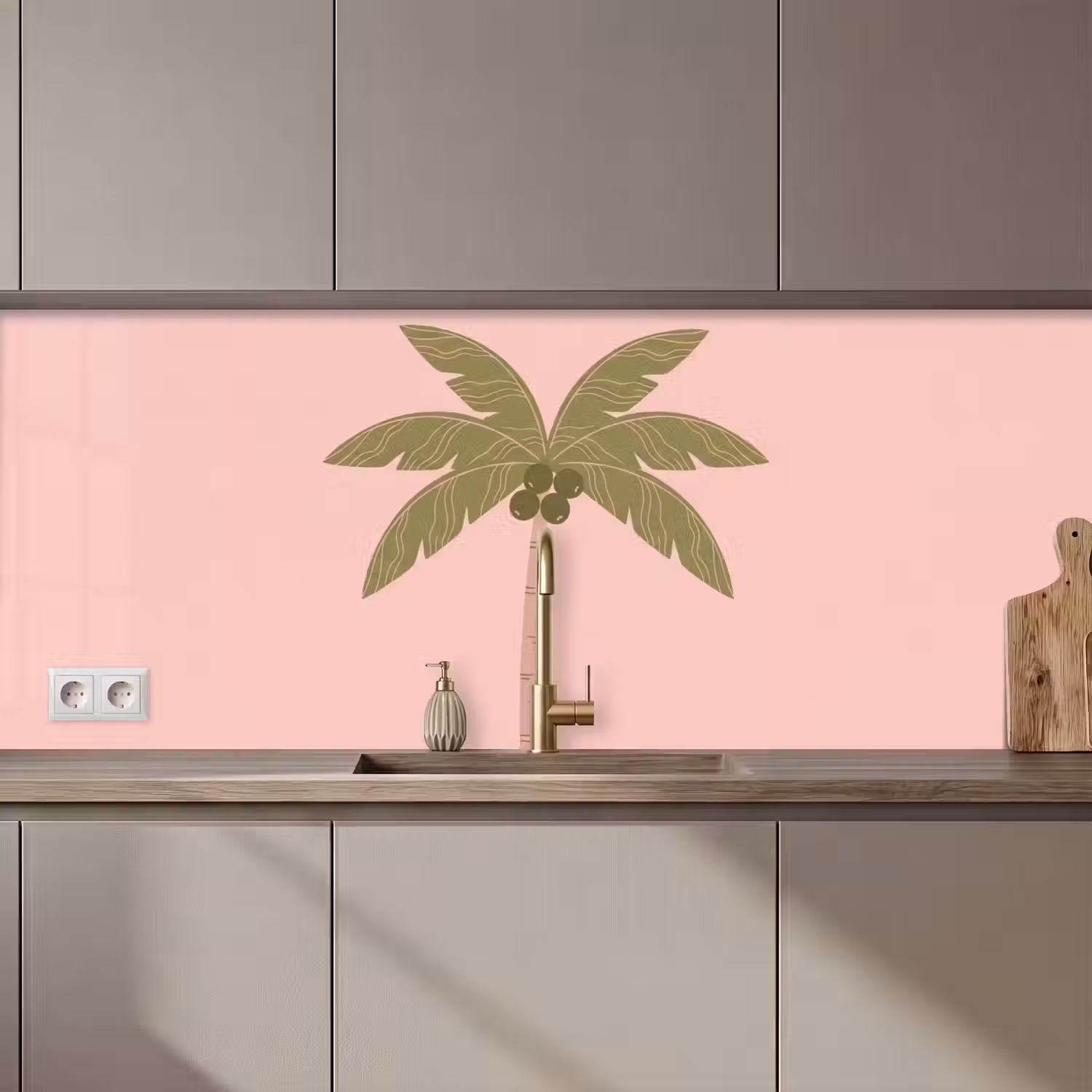 Boom - Palm - Natuur - Illustratie - Roze keuken achterwand 2 middel zz_3dshopping