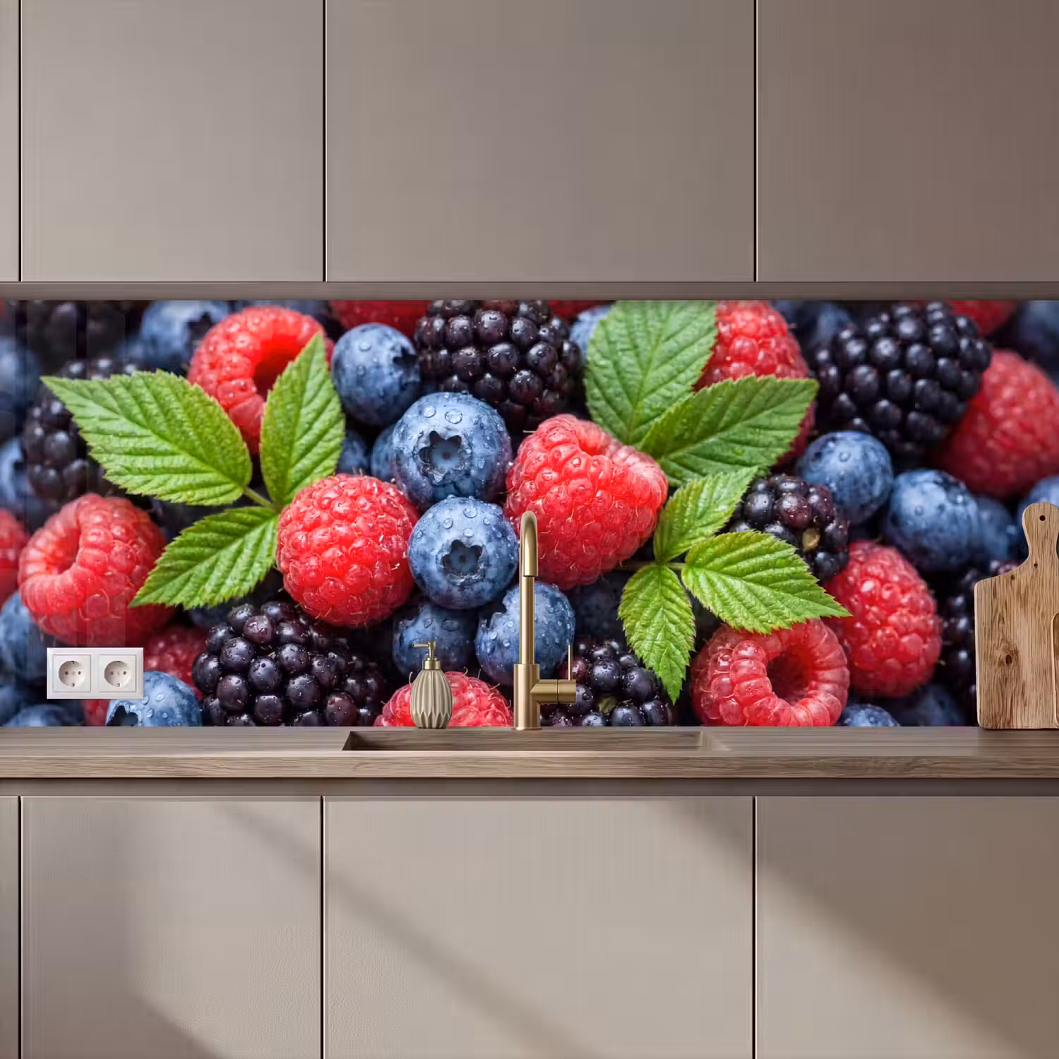 Bessen - Vers - Waterdruppels - Kleurrijk - Eten keuken achterwand 2 middel zz_3dshopping