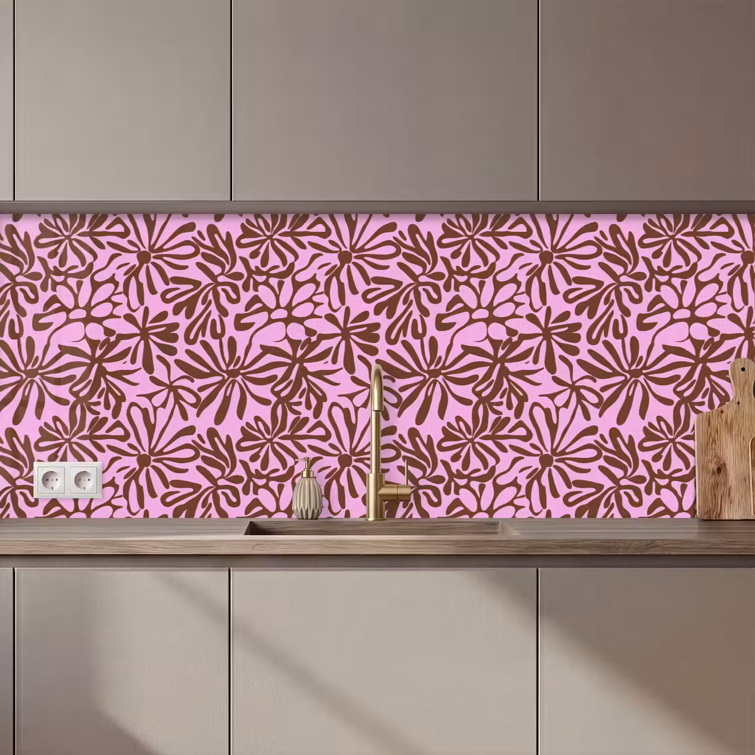 Organisch - Patroon - Roze keuken achterwand 2 middel 871 zz_3dshopping