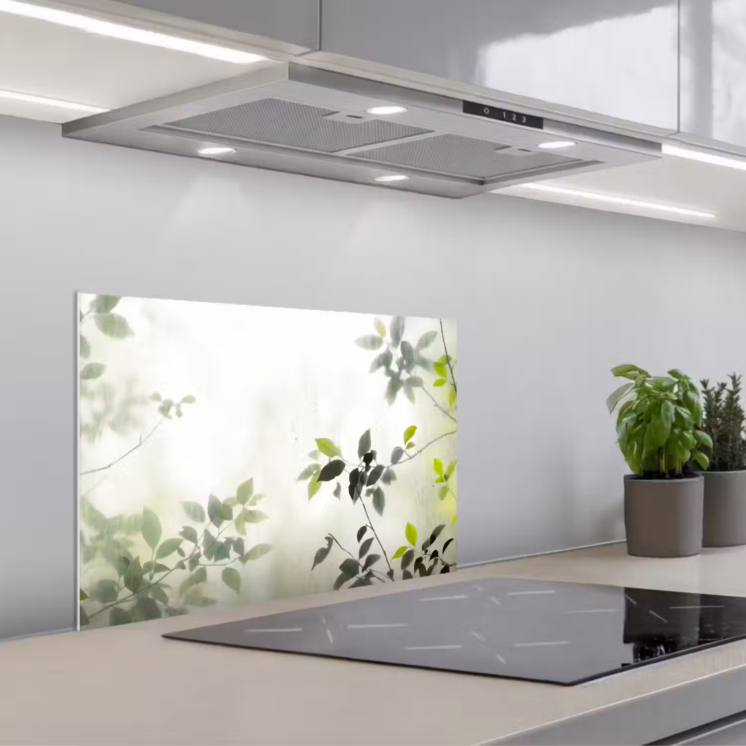 Blad - Schaduw - Natuur - Abstract - Groen keuken achterwand spatscherm klein -3d_schuin