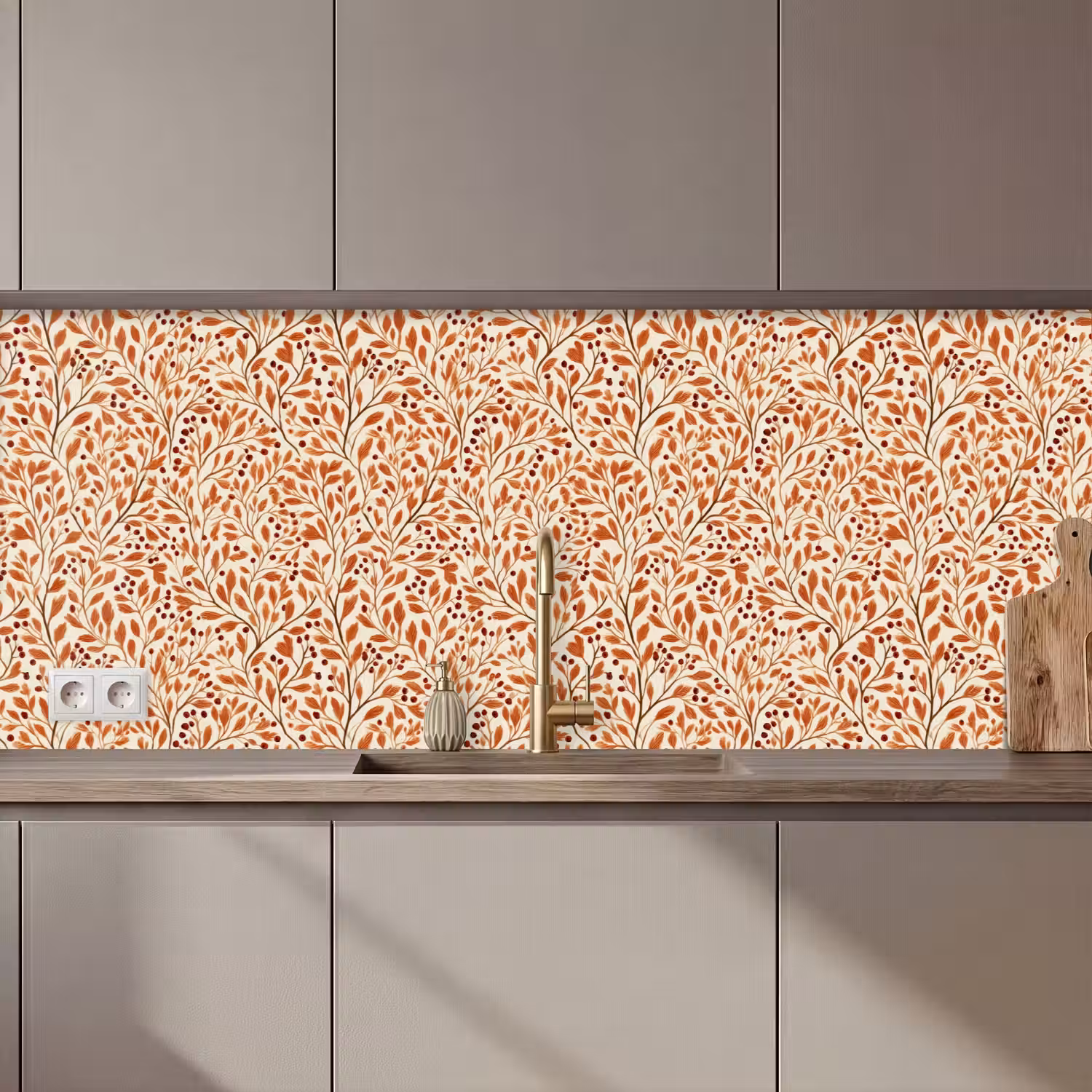 Bladeren - Botanisch - Terracotta keuken achterwand 2 middel 871 zz_3dshopping