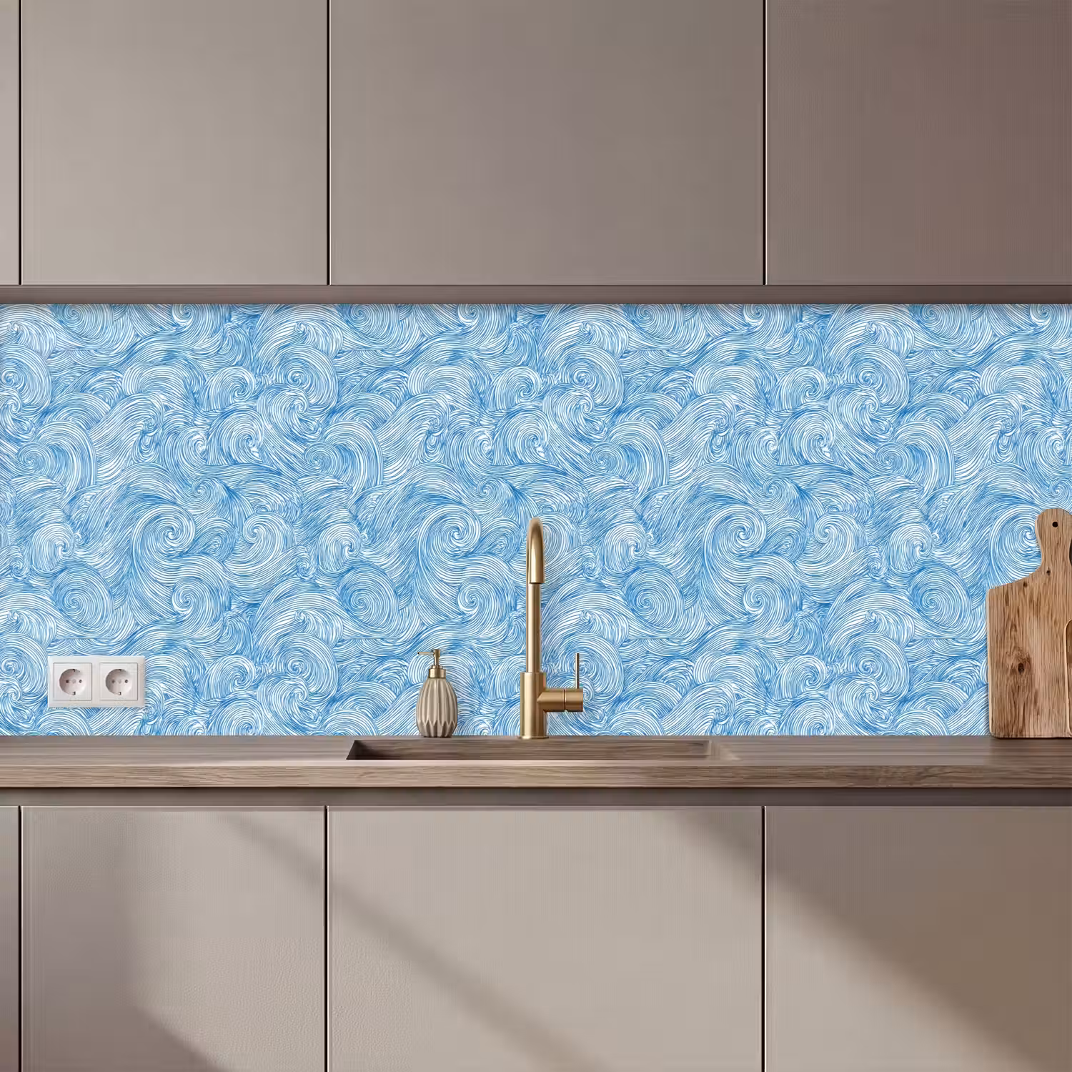 Blauw - Wit - Spiraal - Golven - Lijnen keuken achterwand 2 middel 871 zz_3dshopping