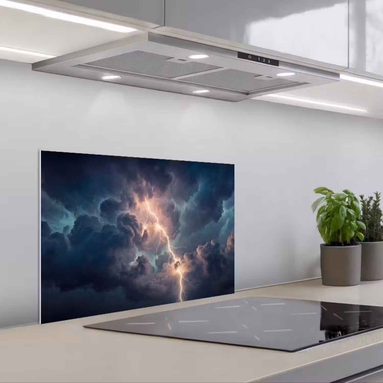 Bliksem - Storm - Natuur - Donker keuken achterwand spatscherm klein -3d_schuin