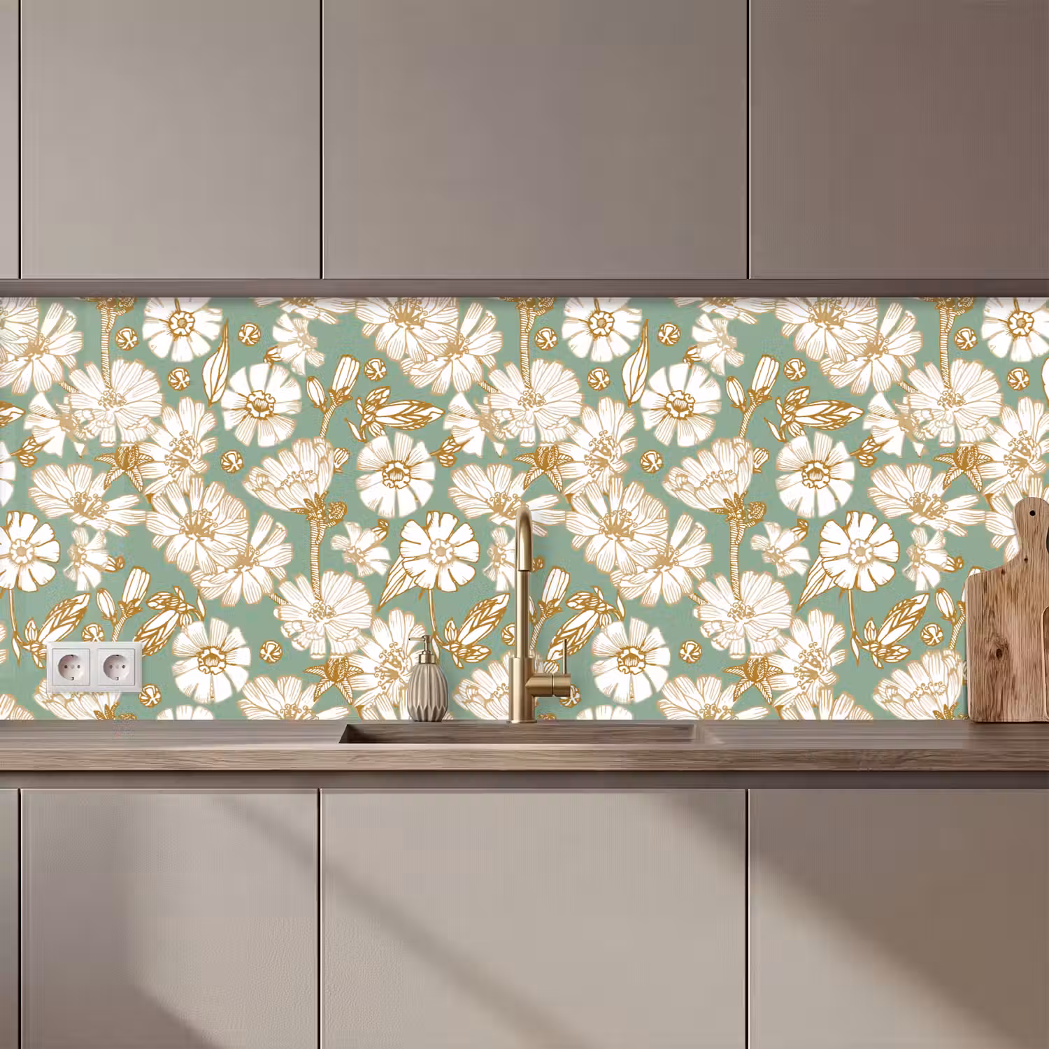Bloem - Art nouveau - Design keuken achterwand 2 middel 871 zz_3dshopping