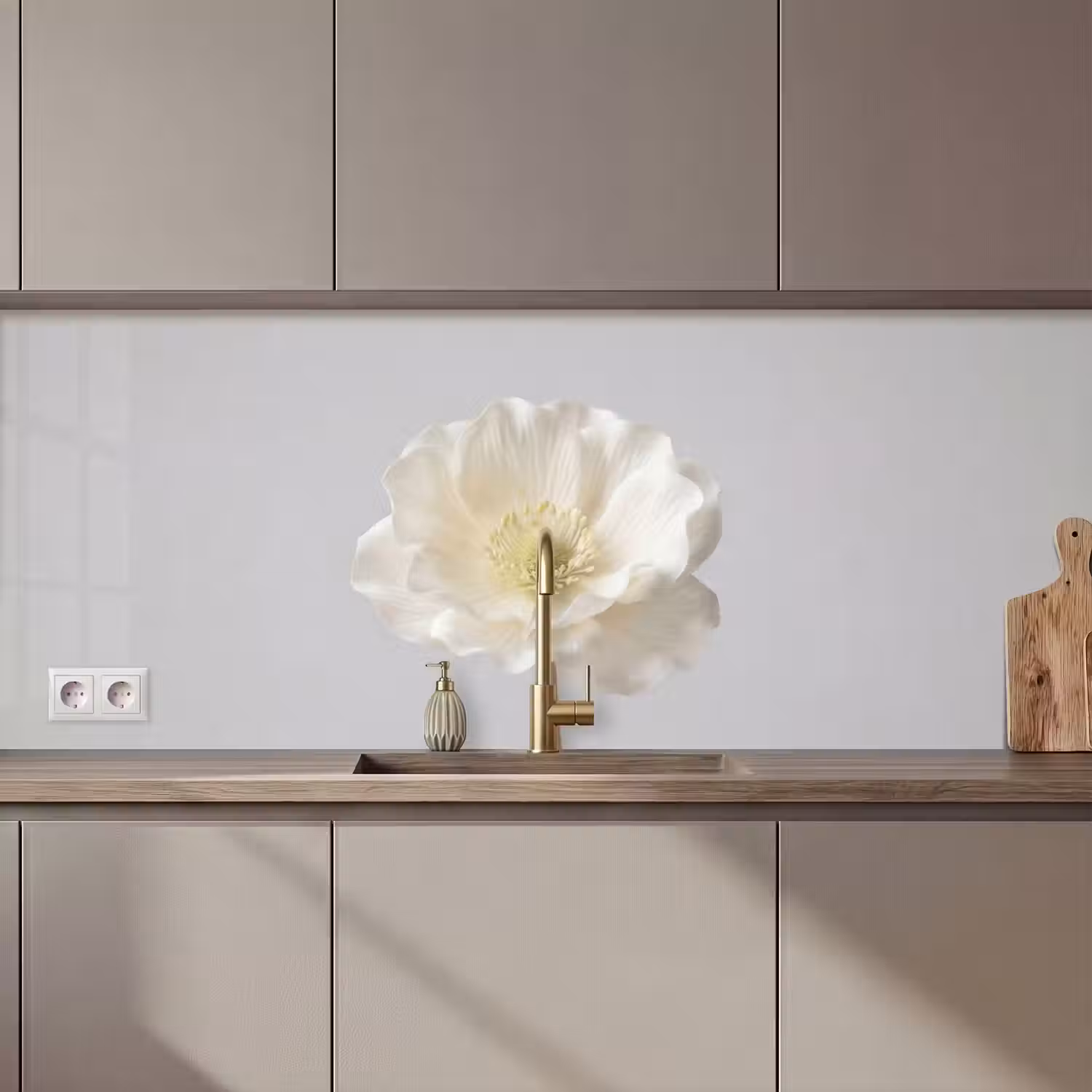 Bloem - Minimalistisch -Wit keuken achterwand 2 middel zz_3dshopping