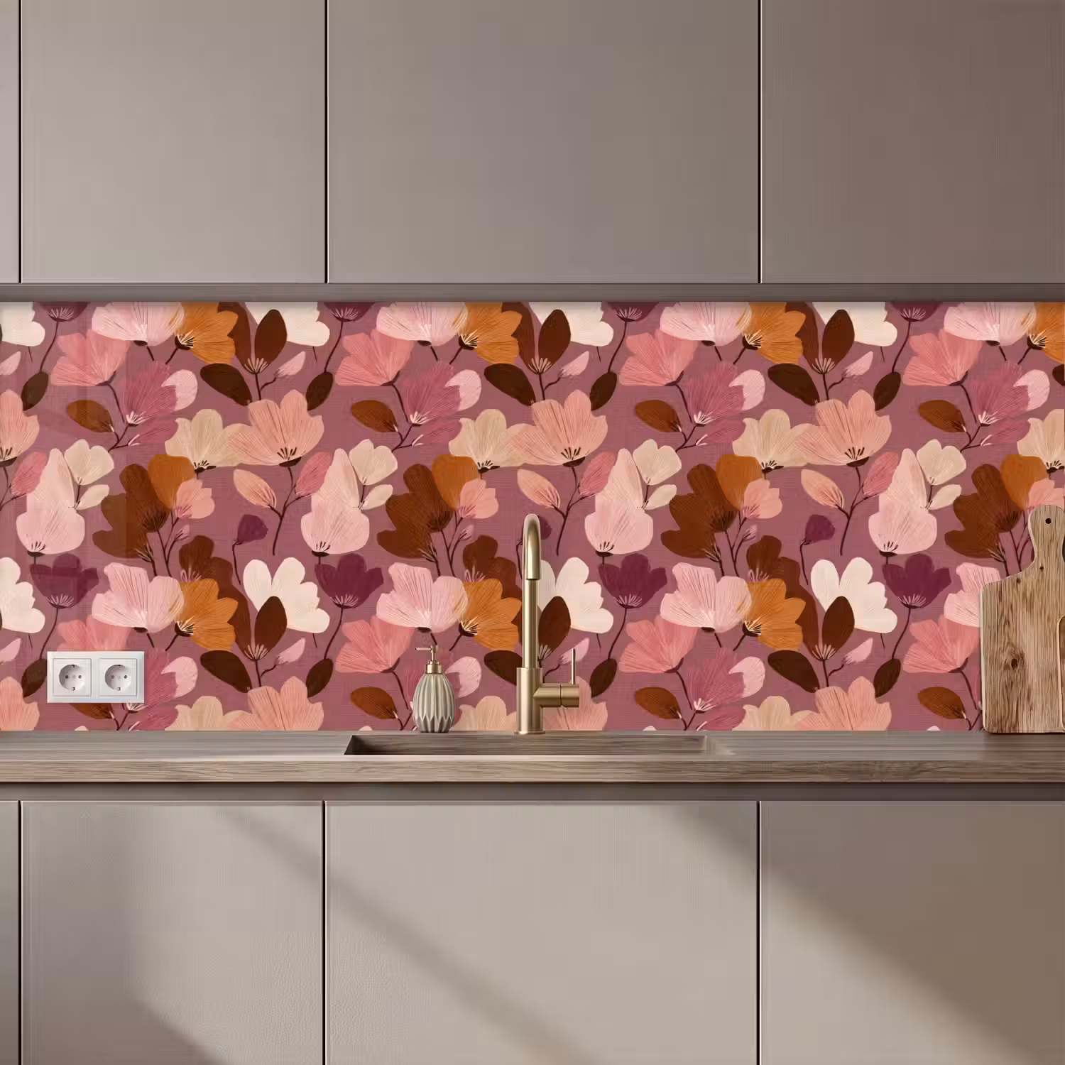 Bloem - Patroon - Roze keuken achterwand 2 middel 871 zz_3dshopping