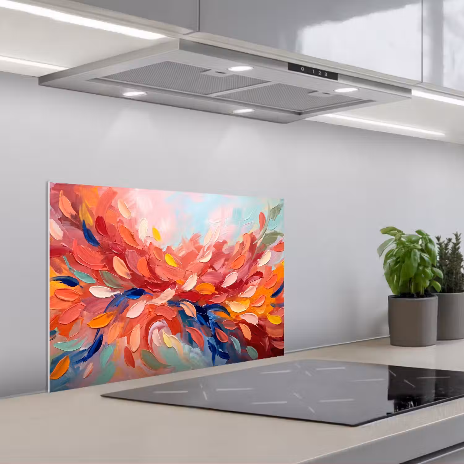 Bloemen - Abstract - Kunst - Modern keuken achterwand spatscherm klein -3d_schuin