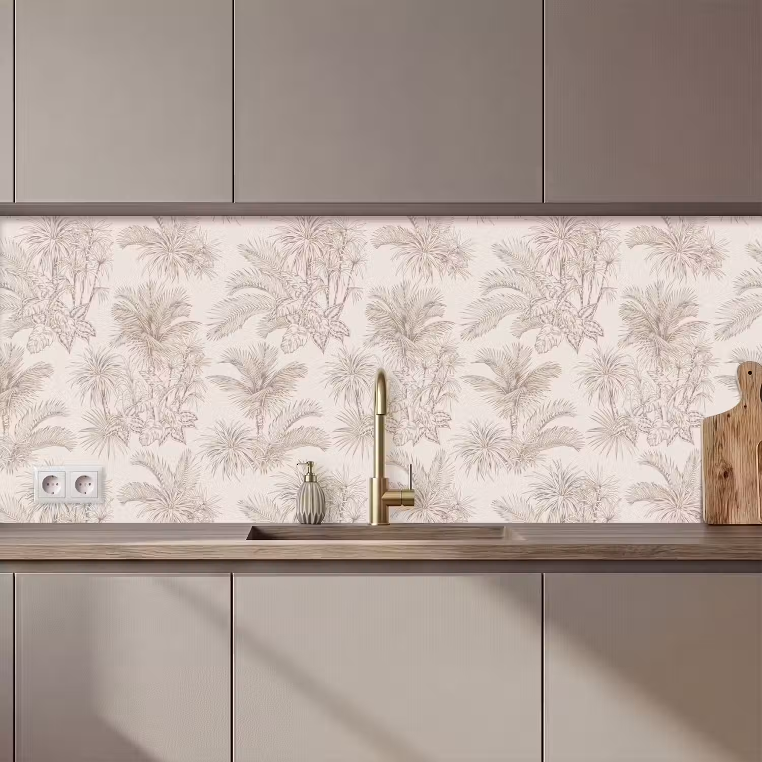 Bloemen - Beige - Planten - Vintage keuken achterwand 2 middel zz_3dshopping