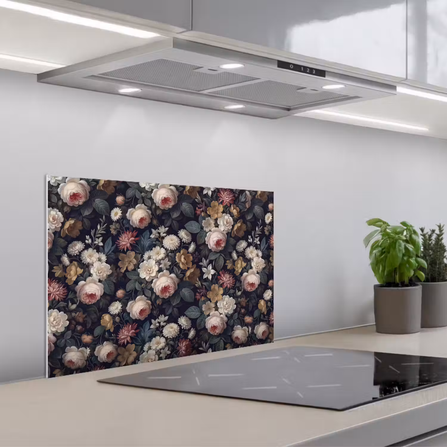 Bloemen - Boeket - Botanisch - Vintage - Donkere achtergrond keuken achterwand spatscherm klein -3d_schuin