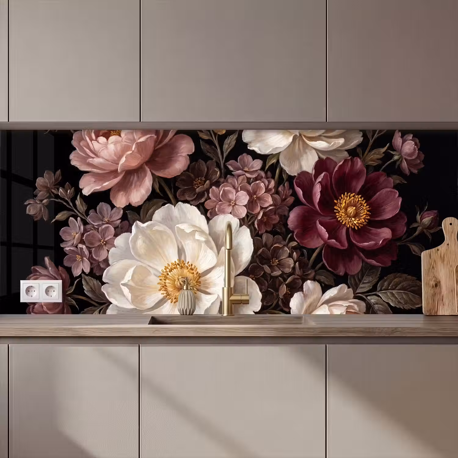 Bloemen - Boeket - Klassiek - Donker - Rood keuken achterwand 2 middel zz_3dshopping