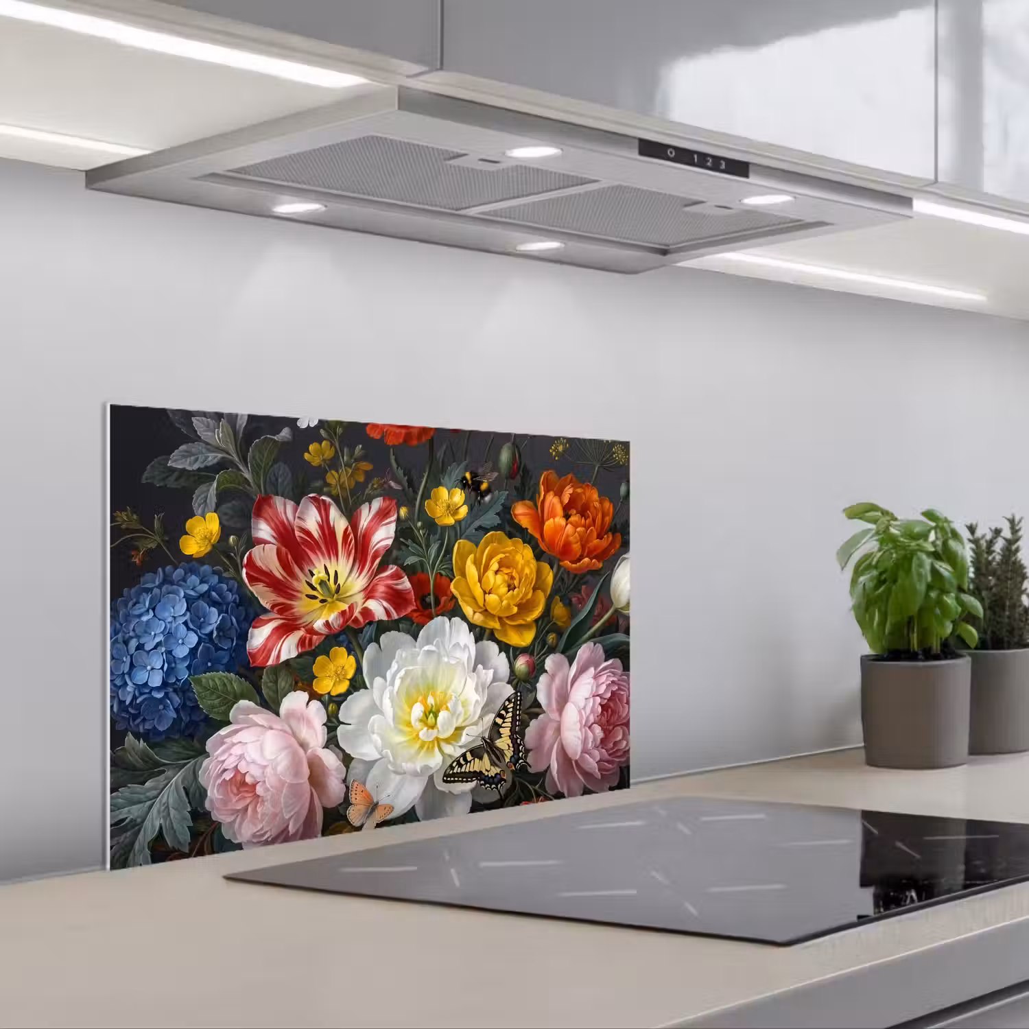 Bloemen - Boeket - Klassiek - Kleurrijk - Natuur keuken achterwand spatscherm klein -3d_schuin