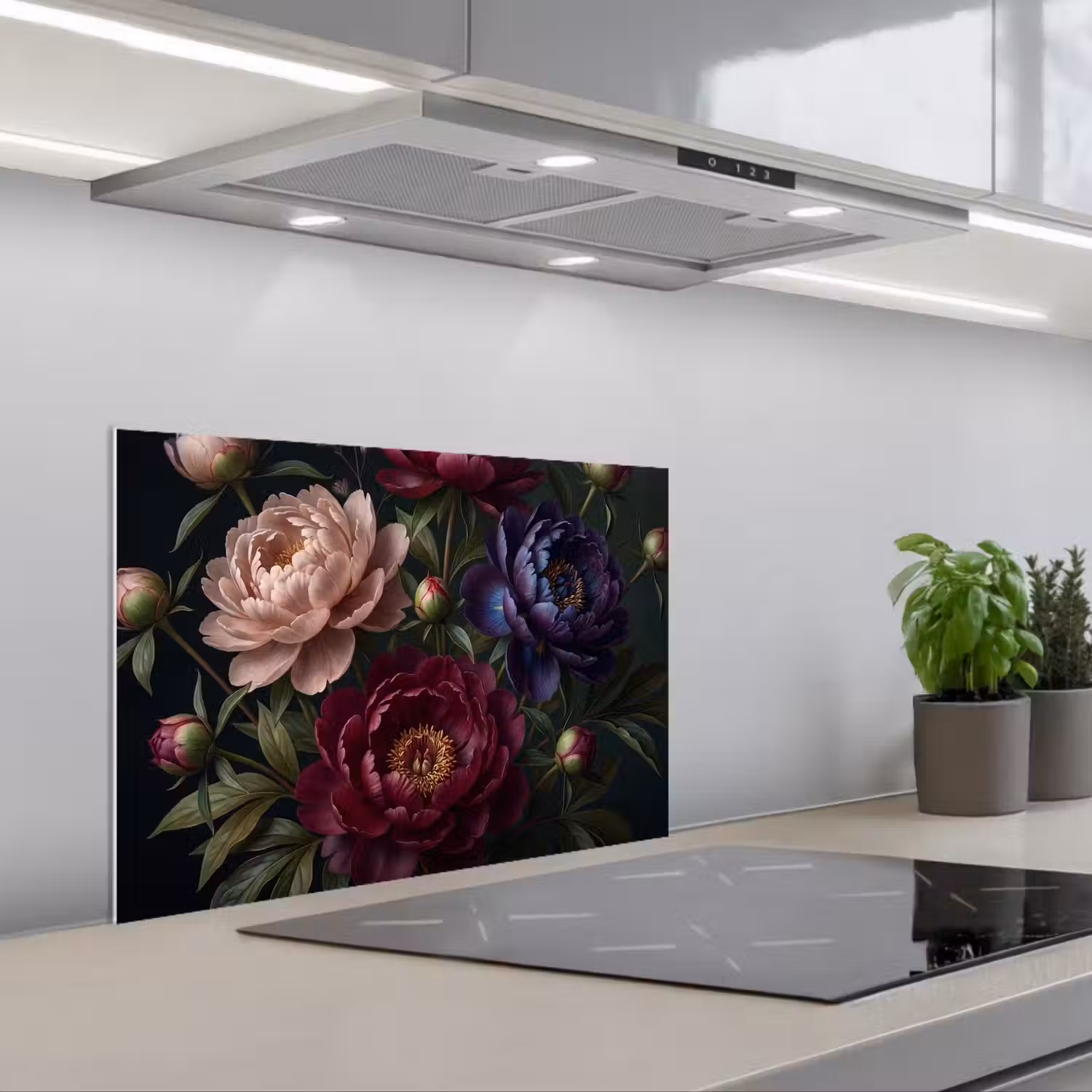 Bloemen - Boeket - Natuur - Modern - Donker keuken achterwand spatscherm klein -3d_schuin