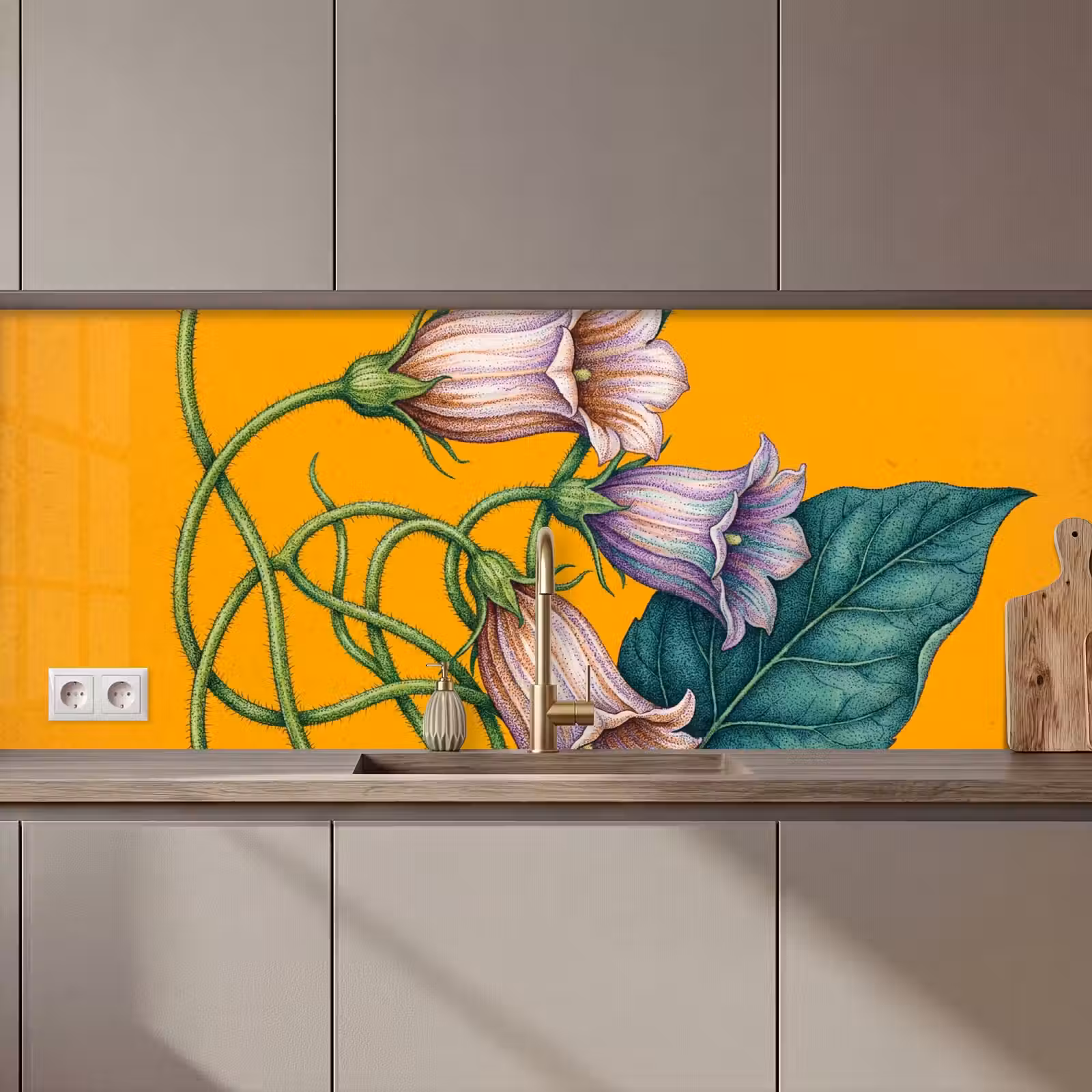 Küchenrückwand - Blumen – Botanik – Gelb - Bloemen - Botanisch - Geel keuken achterwand 2 middel zz_3dshopping