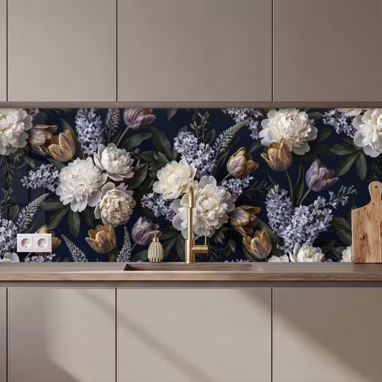 Bloemen - Donker - Elegant - Natuur - Wit keuken achterwand 2 middel zz_3dshopping