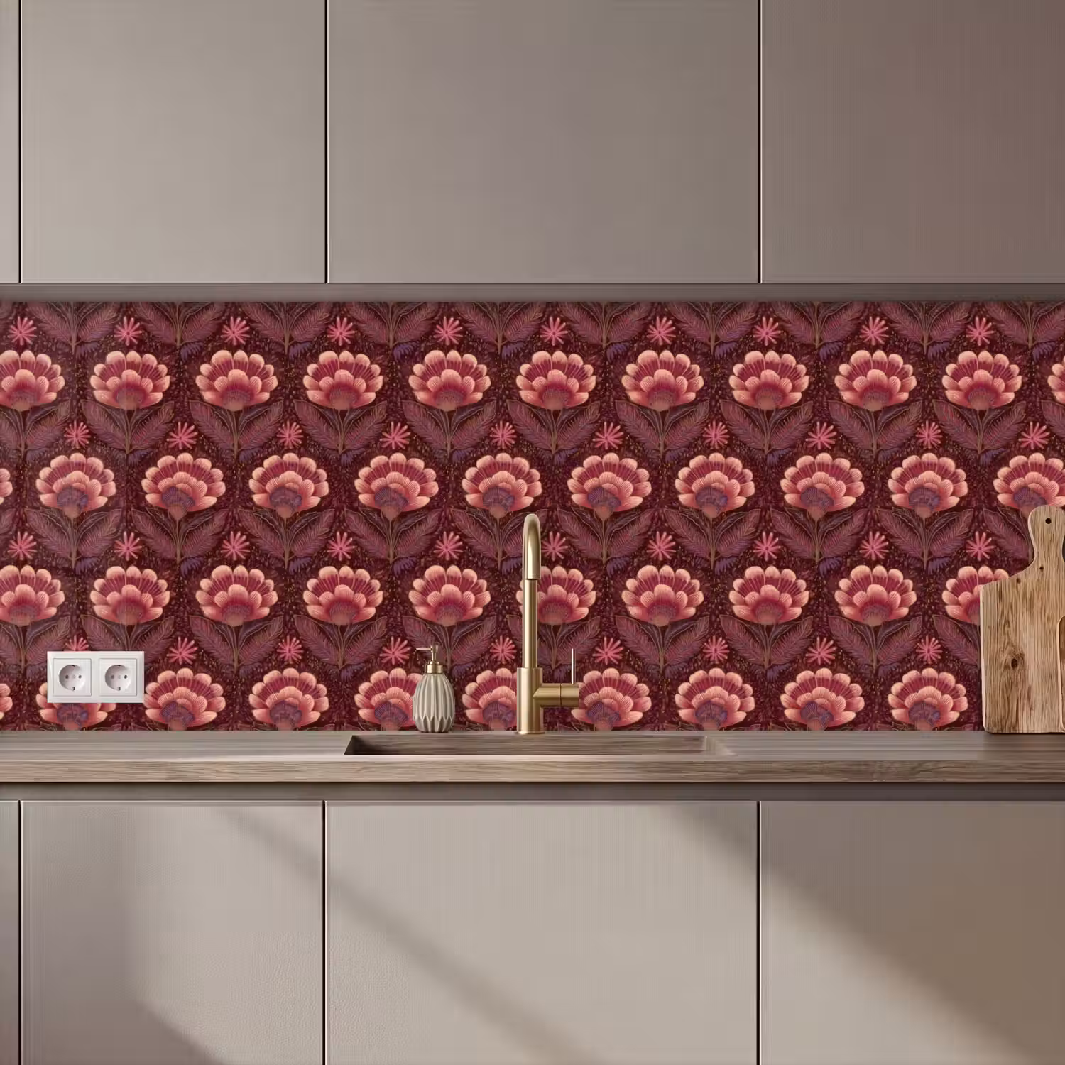 Bloemen - Waaier - Paars keuken achterwand 2 middel 871 zz_3dshopping