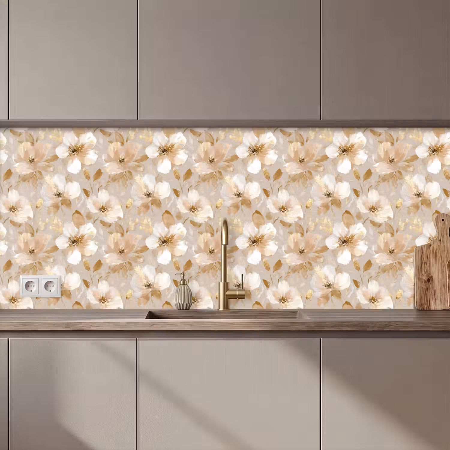 Bloemen - artistiek - Goud keuken achterwand 2 middel 871 zz_3dshopping