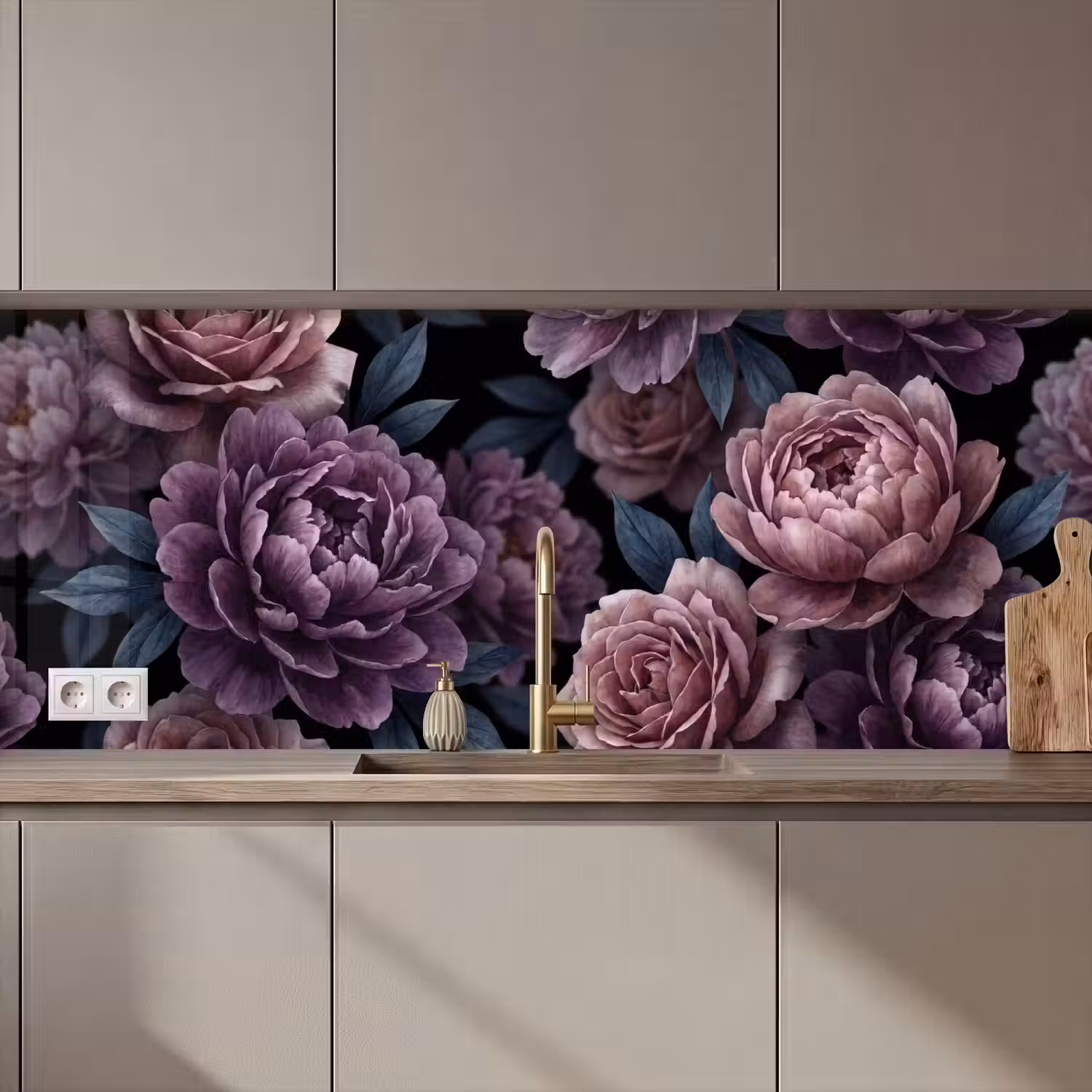 Bloemen - Patroon - Donker - Botanisch - Paars keuken achterwand 2 middel zz_3dshopping