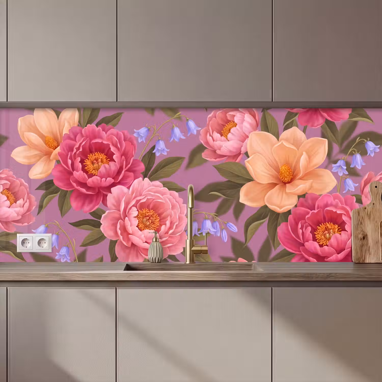 Bloemen - Patroon - Illustratie - Roze keuken achterwand 2 middel zz_3dshopping