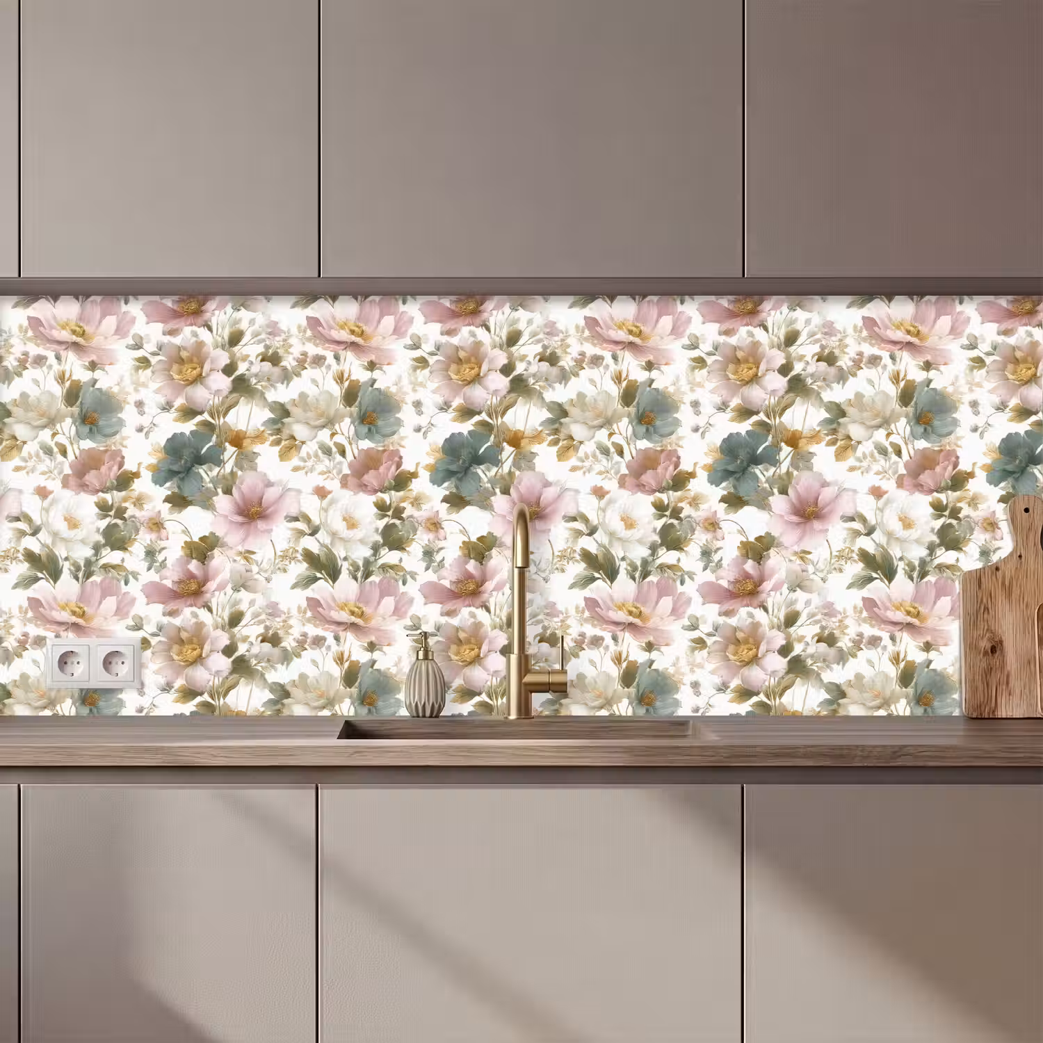Bloemen - Patroon - Pastel keuken achterwand 2 middel 871 zz_3dshopping