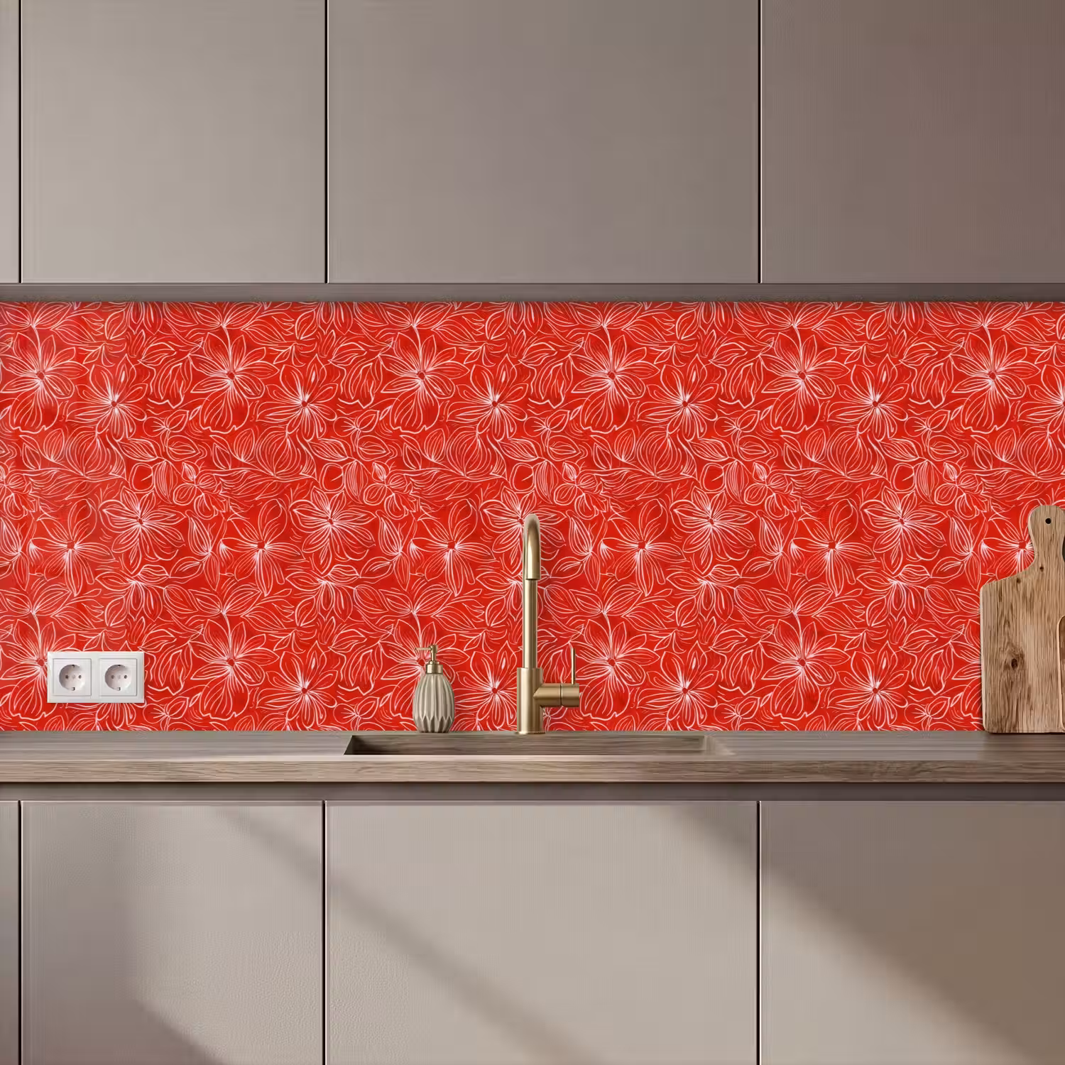 Bloemen - Patroon - Rood keuken achterwand 2 middel 871 zz_3dshopping