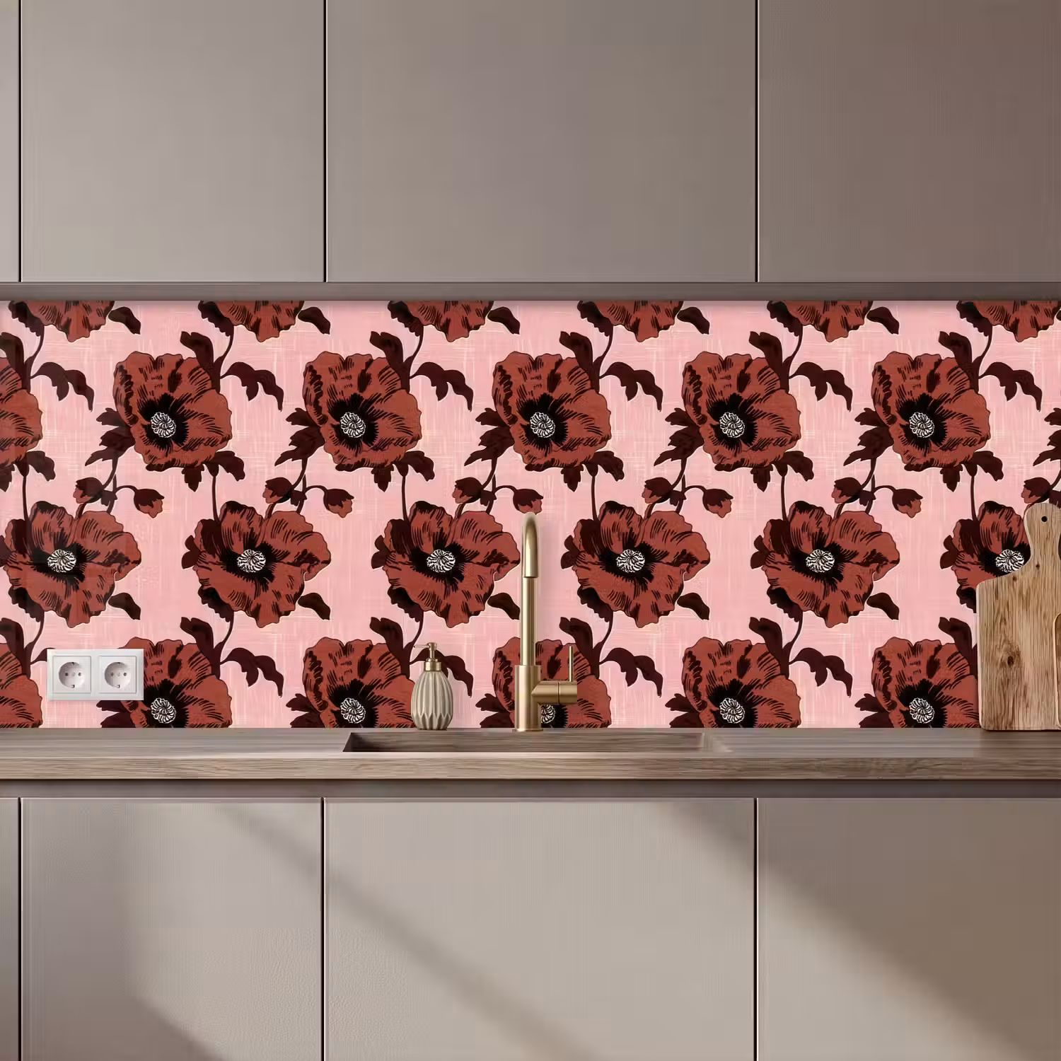 Bloemen - Retro - Rood keuken achterwand 2 middel 871 zz_3dshopping
