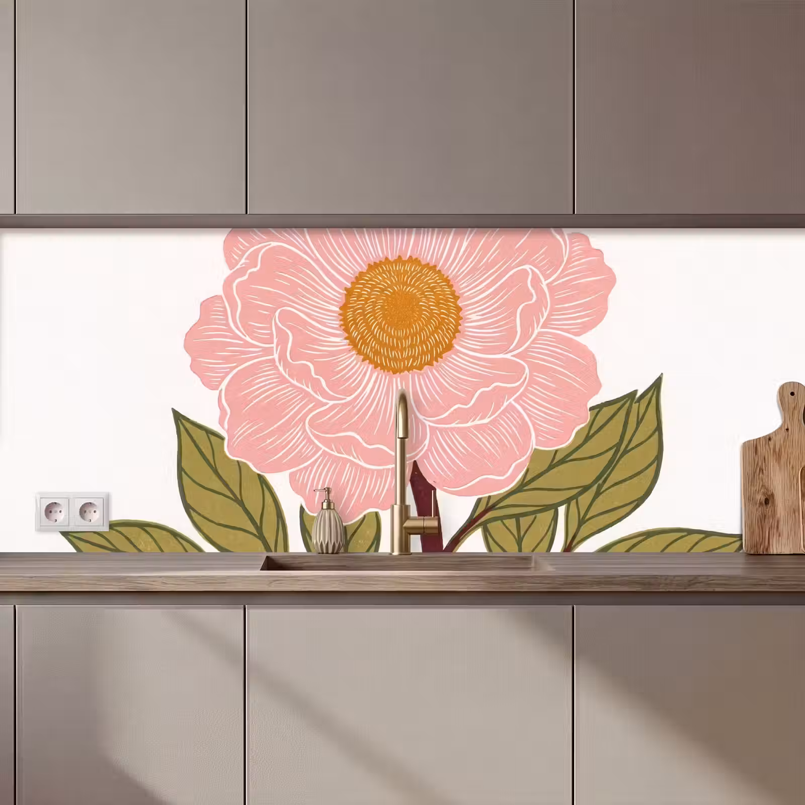 Küchenrückwand - Blumen – Rosa – Illustration - Bloemen - Roze - Illustratie keuken achterwand 2 middel zz_3dshopping