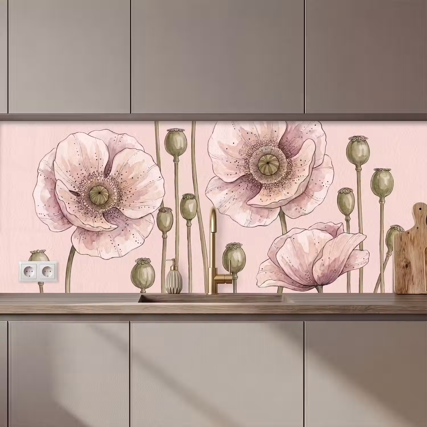 Bloemen - Zomer - Natuur - Aquarel - Roze keuken achterwand 2 middel zz_3dshopping