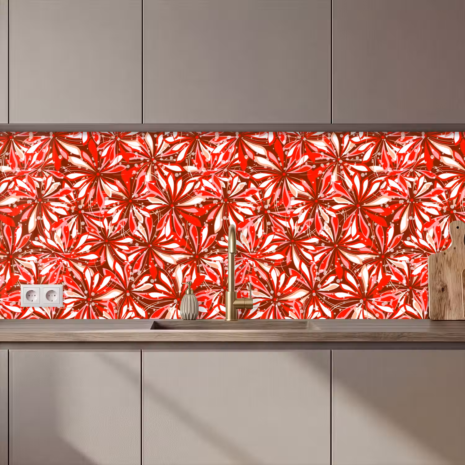 Bloesem - Rood - Patronen - Bloemen keuken achterwand 2 middel 871 zz_3dshopping