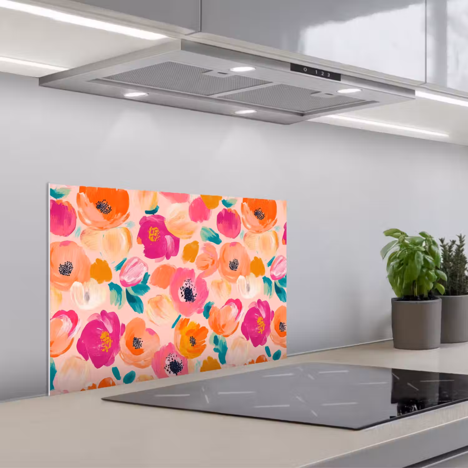 Bloesems - Vrolijk - Kleurrijk keuken achterwand spatscherm klein 900 -3d_schuin