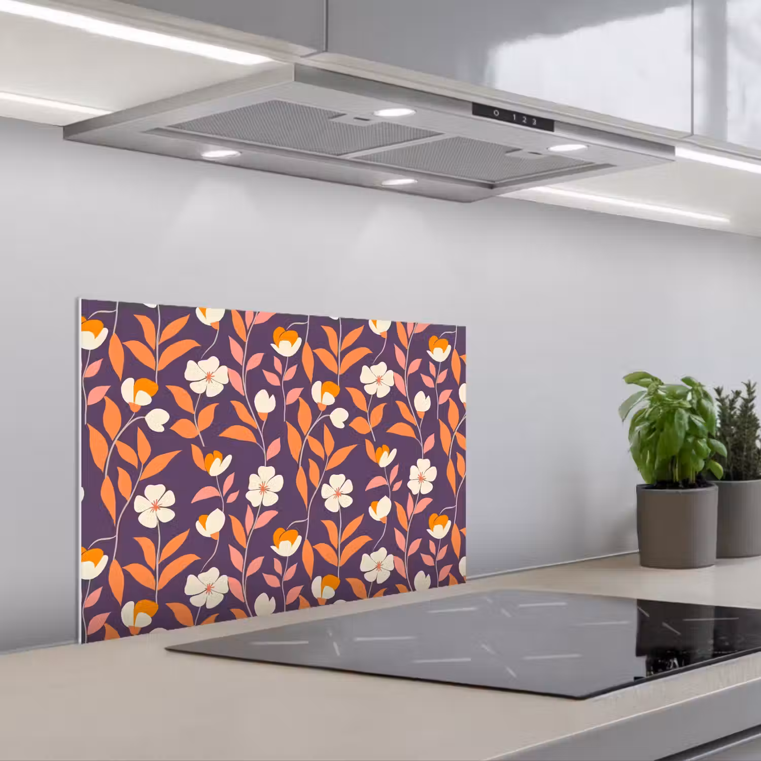Boho - Vintage - Paars keuken achterwand spatscherm klein 900 -3d_schuin
