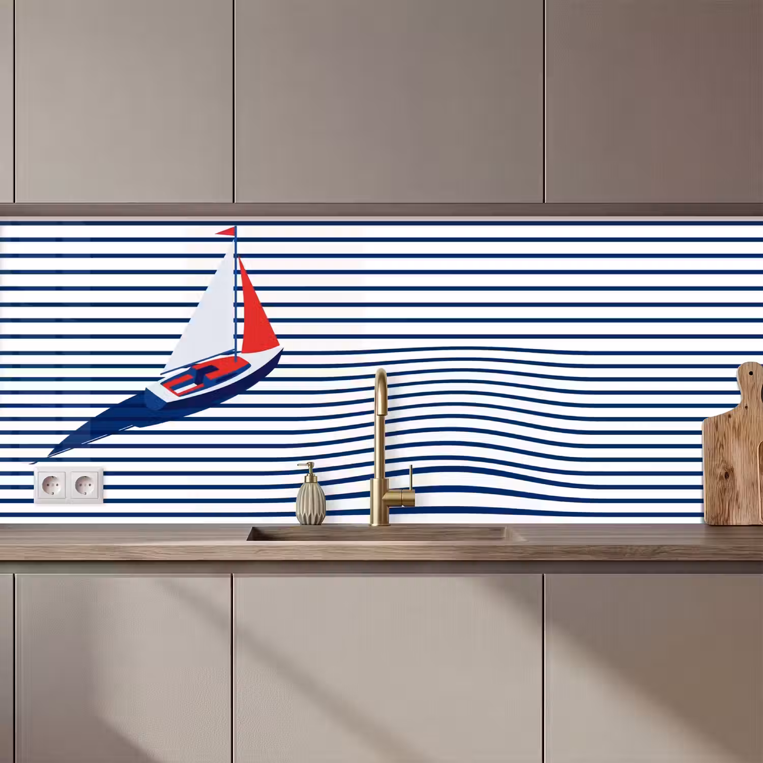 Boot - Water - Abstract - Blauw keuken achterwand 2 middel zz_3dshopping
