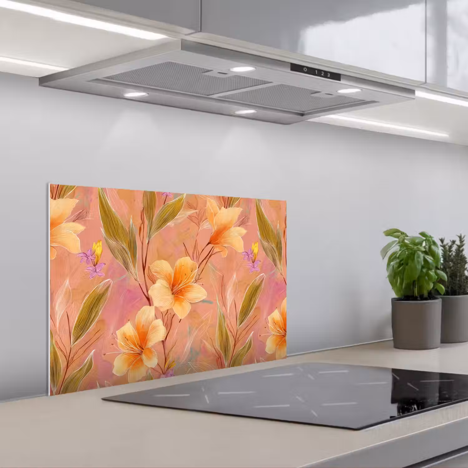 Botanisch - Bloemen - Kleurrijk keuken achterwand spatscherm klein 900 -3d_schuin