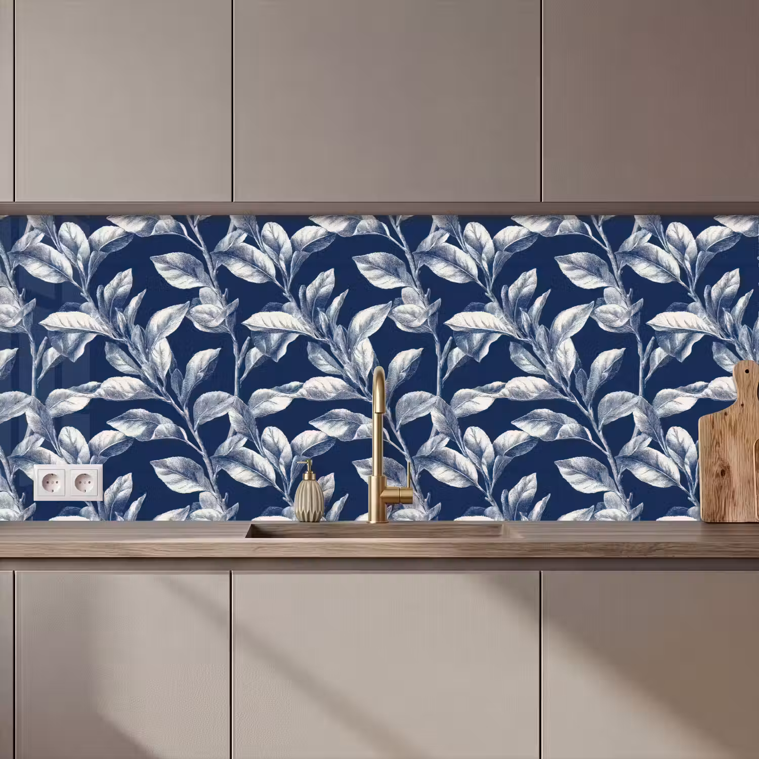 Botanisch - Patroon - Blauw keuken achterwand 2 middel 871 zz_3dshopping