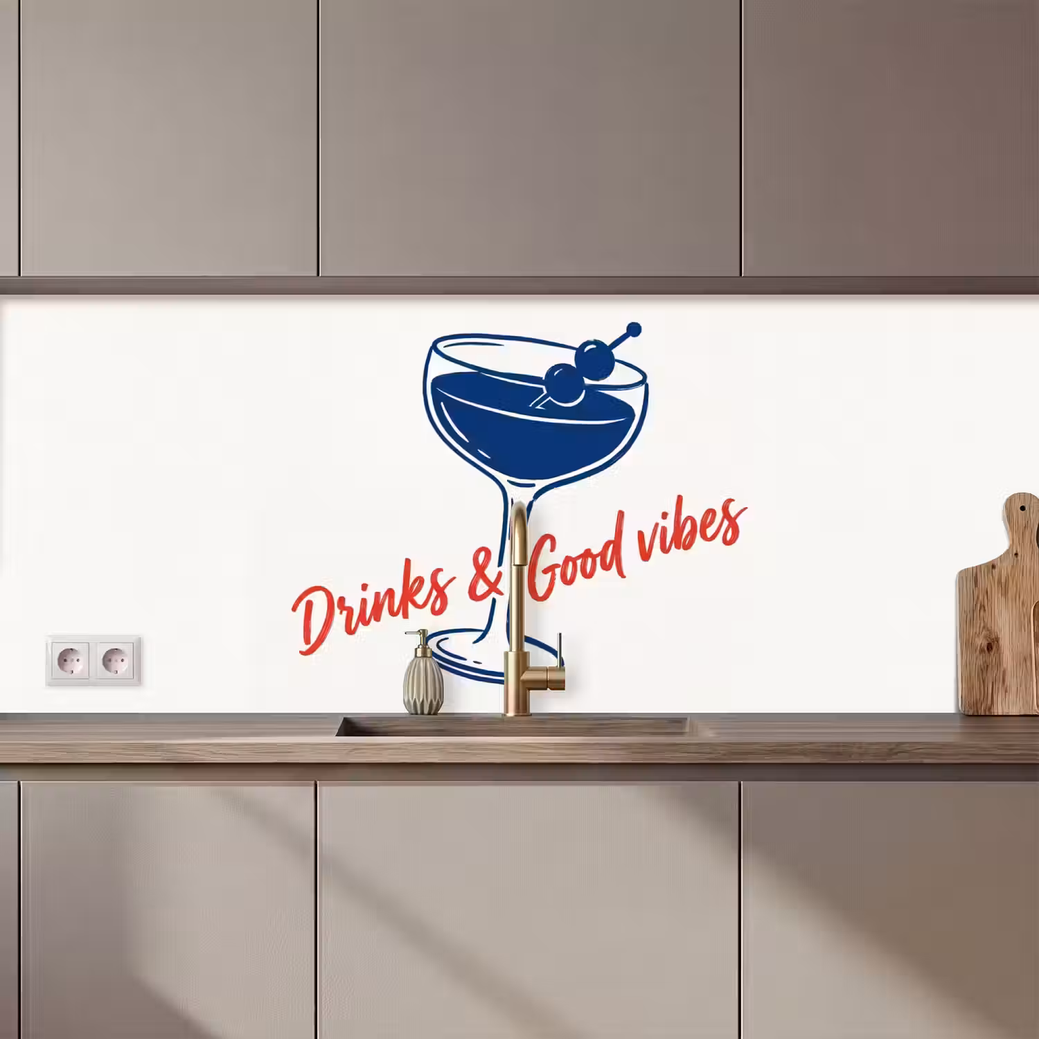 Cocktail - Glas - Illustratie - Blauw - Wit keuken achterwand 2 middel zz_3dshopping