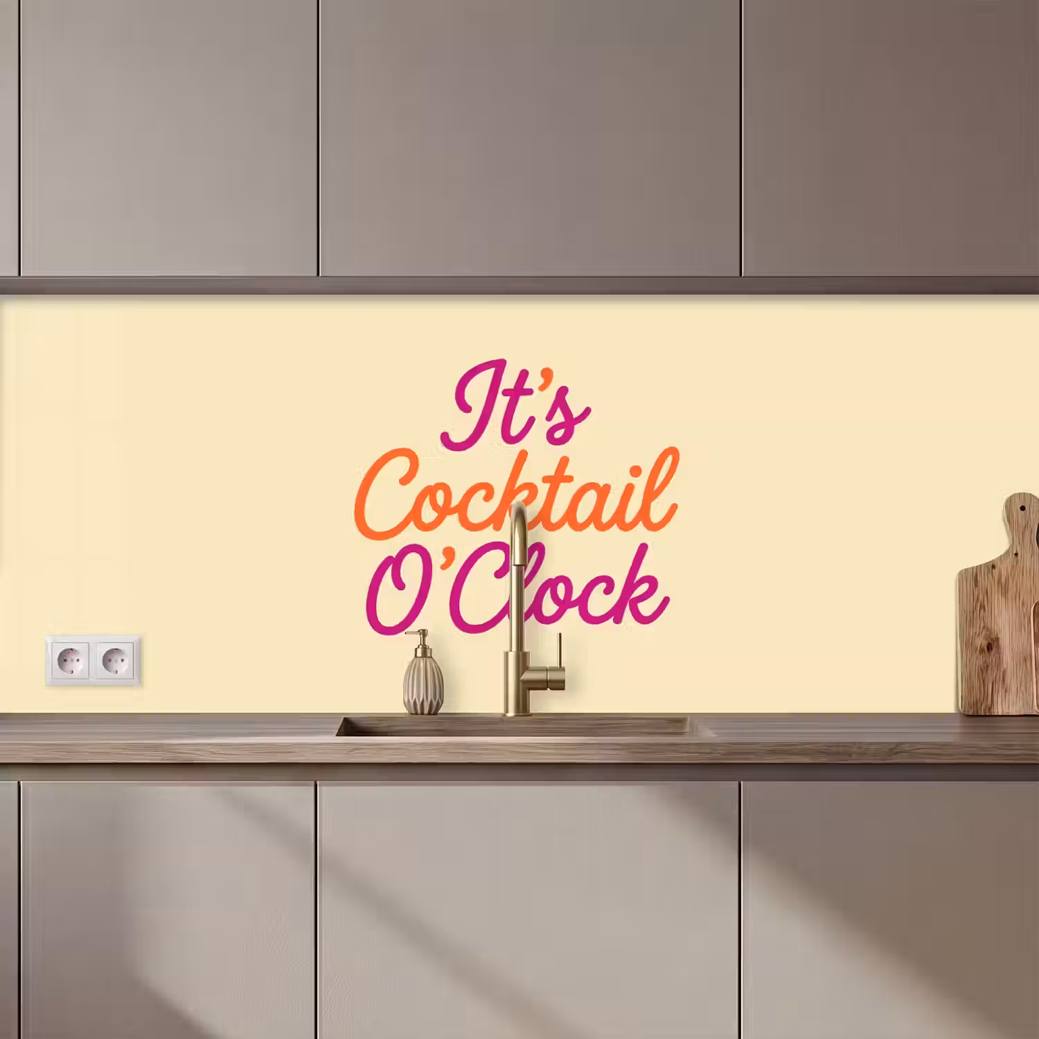 Cocktail O'Clock - Geel - Retro keuken achterwand 2 middel zz_3dshopping